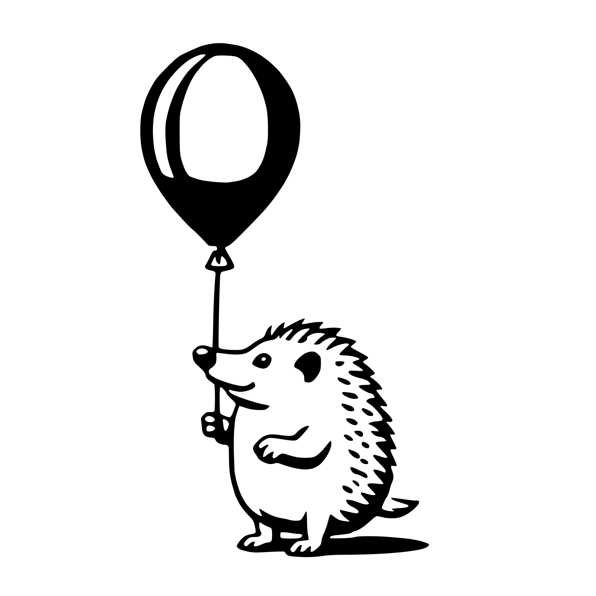 AI-generated SVG of a hedgehog with balloon