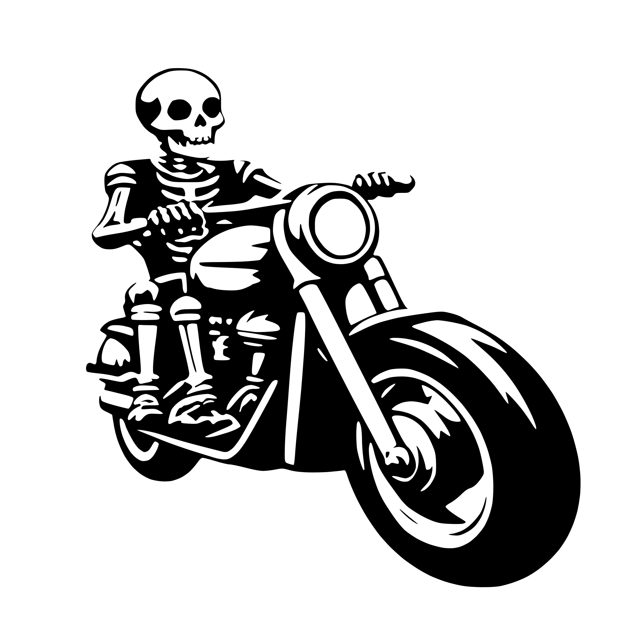AI-generated SVG of 'skeleton on motorcycle'