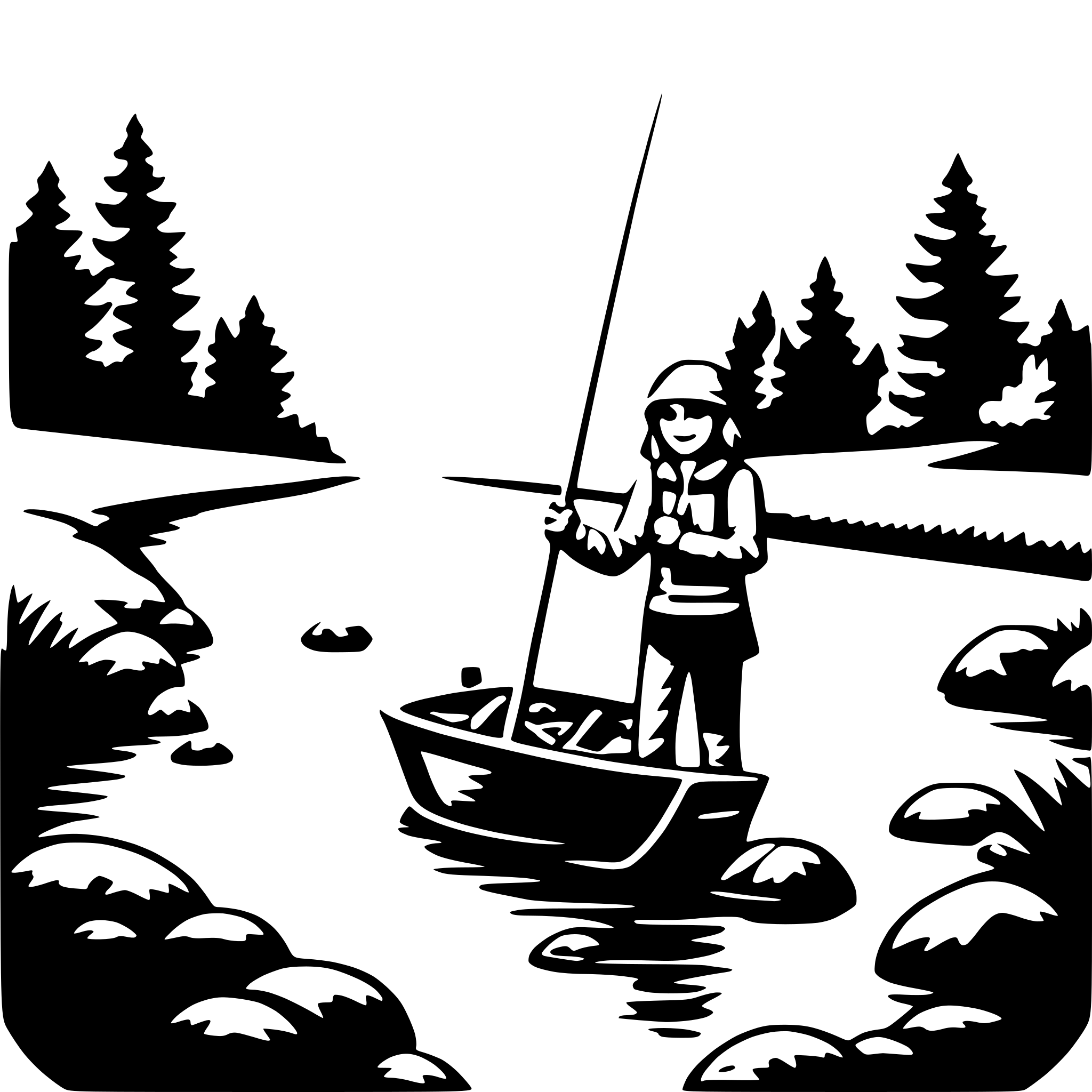 AI-generated SVG of a fishing in stream
