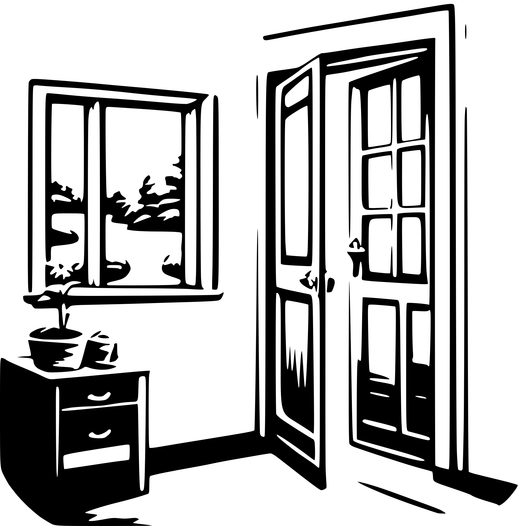 AI-generated SVG of a a room with a door and window
