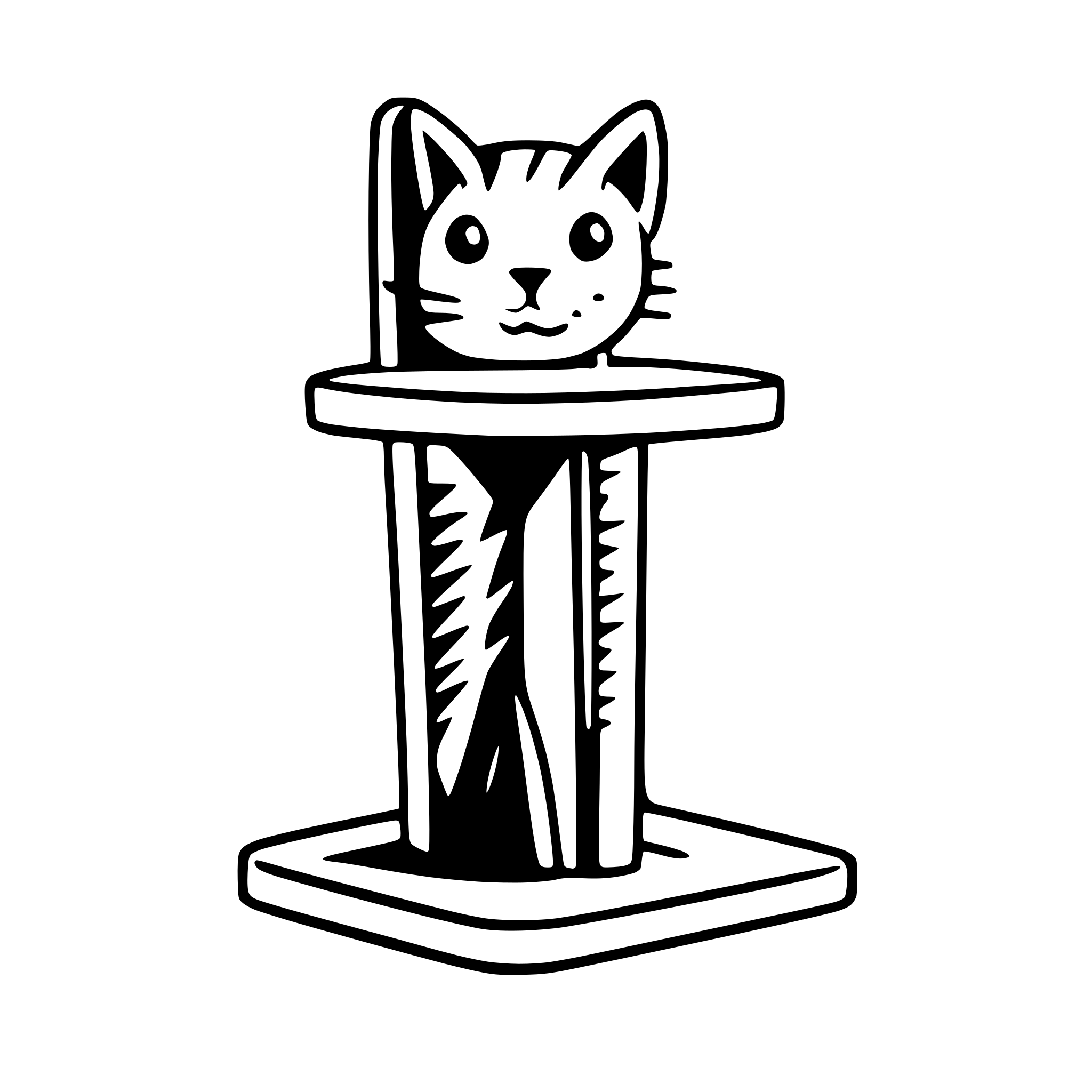 AI-generated SVG of a Cat scratching post in cartoon flat style. Cat tree with a toy ball, furniture for kittens. Kitten accessories, pet claw sharpener isolated on white background. Pro Vector