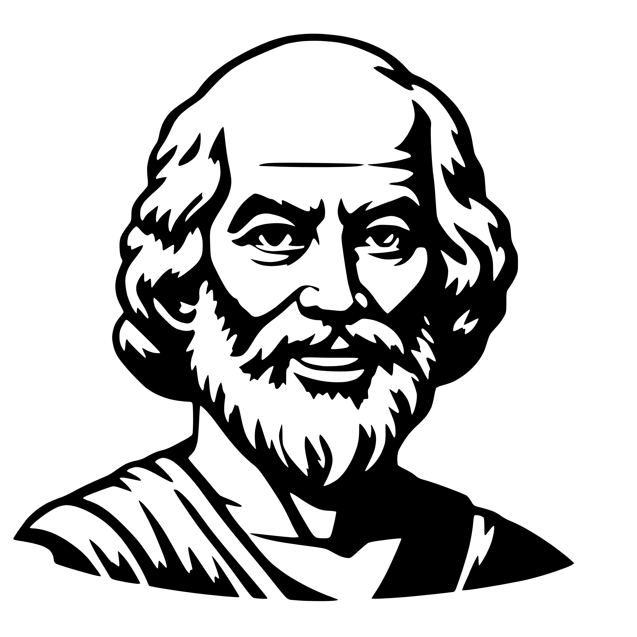 AI-generated SVG of a Socrates smiling looking left