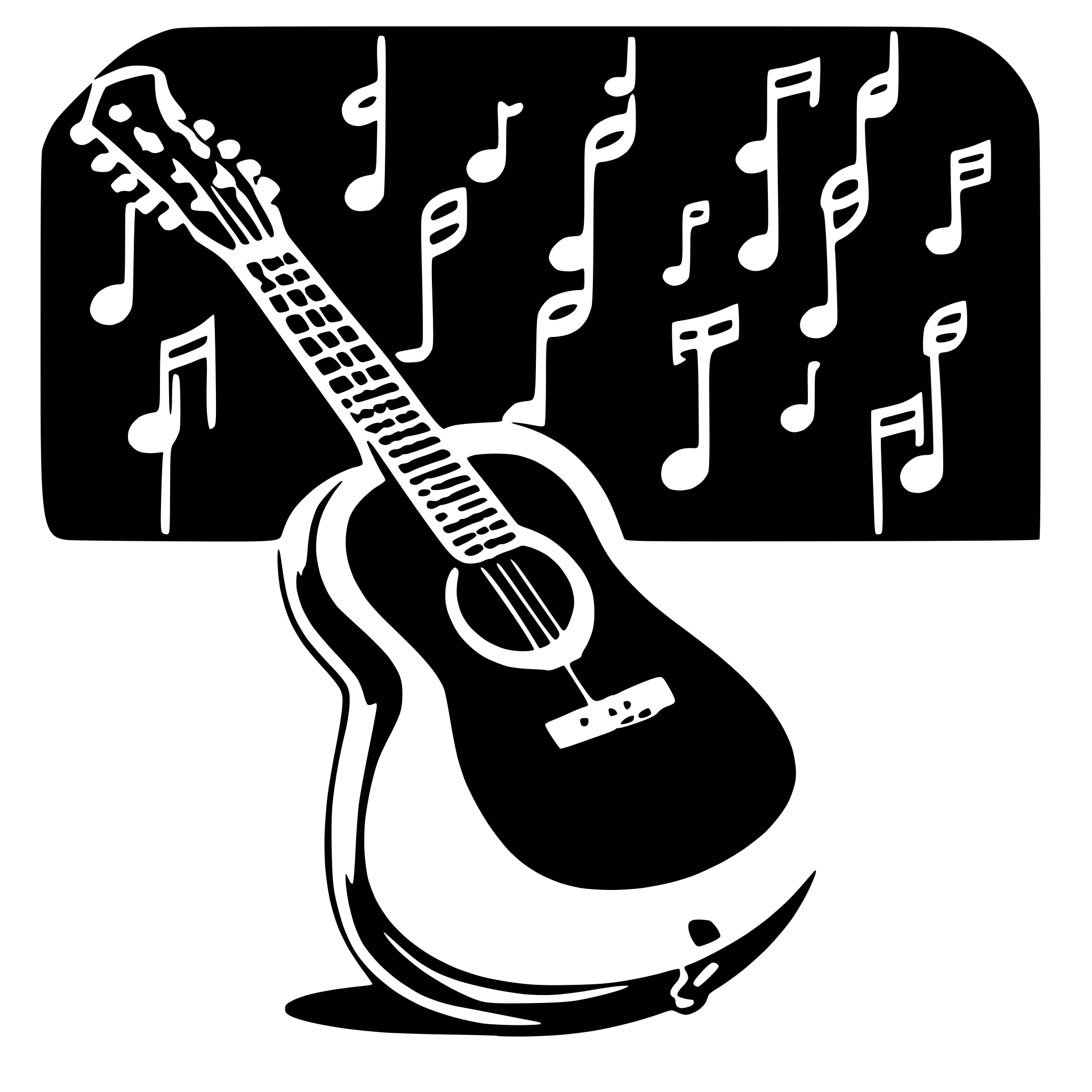 AI-generated SVG of a music notes black and white quitar