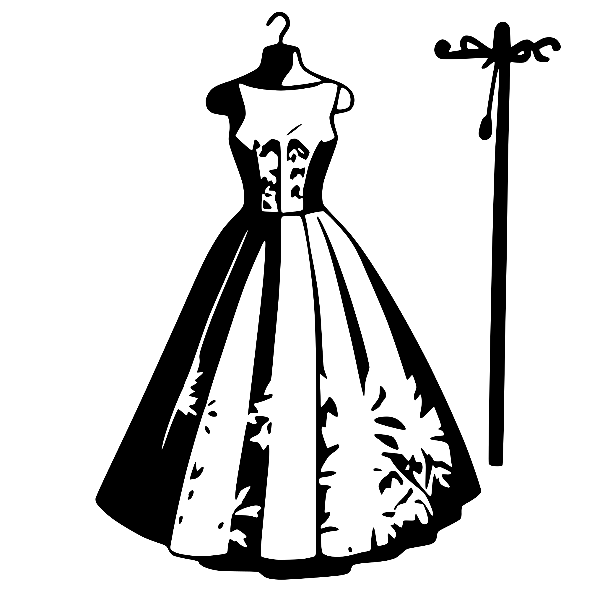 AI-generated SVG of a tailor dress on a hanger with a wide skirt