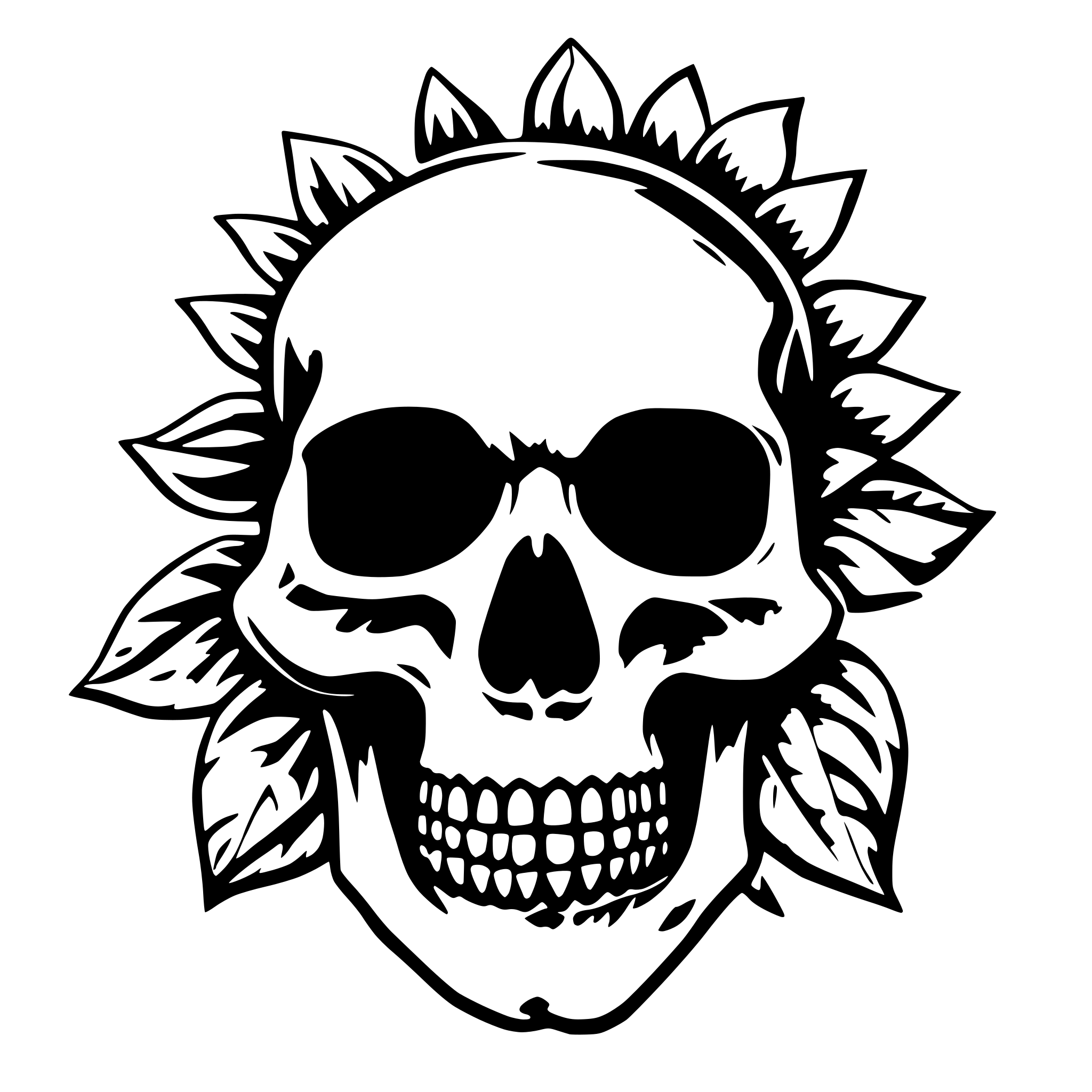 AI-generated SVG of a Sunflower Skull