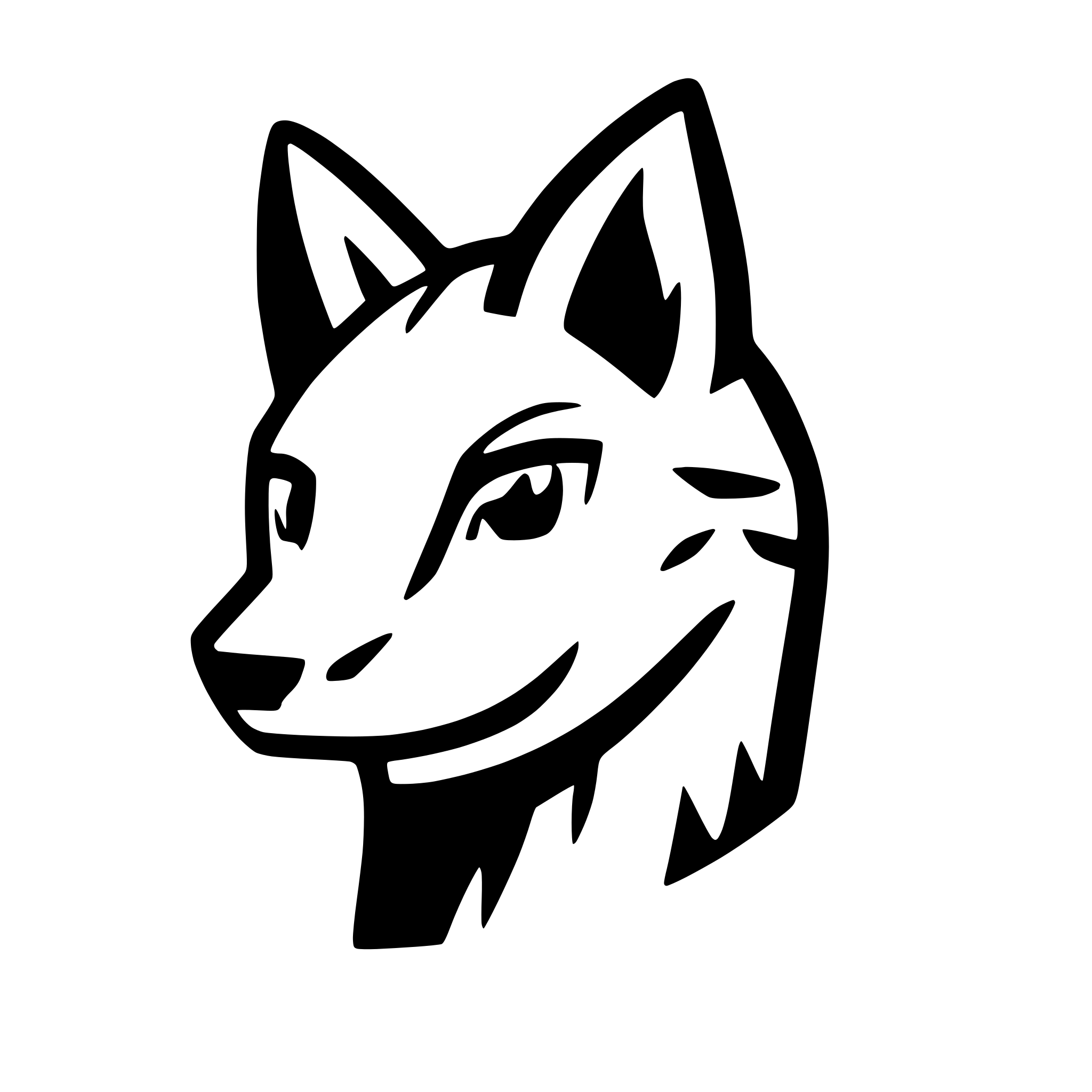 AI-generated SVG of a Coyote face with open mouth.