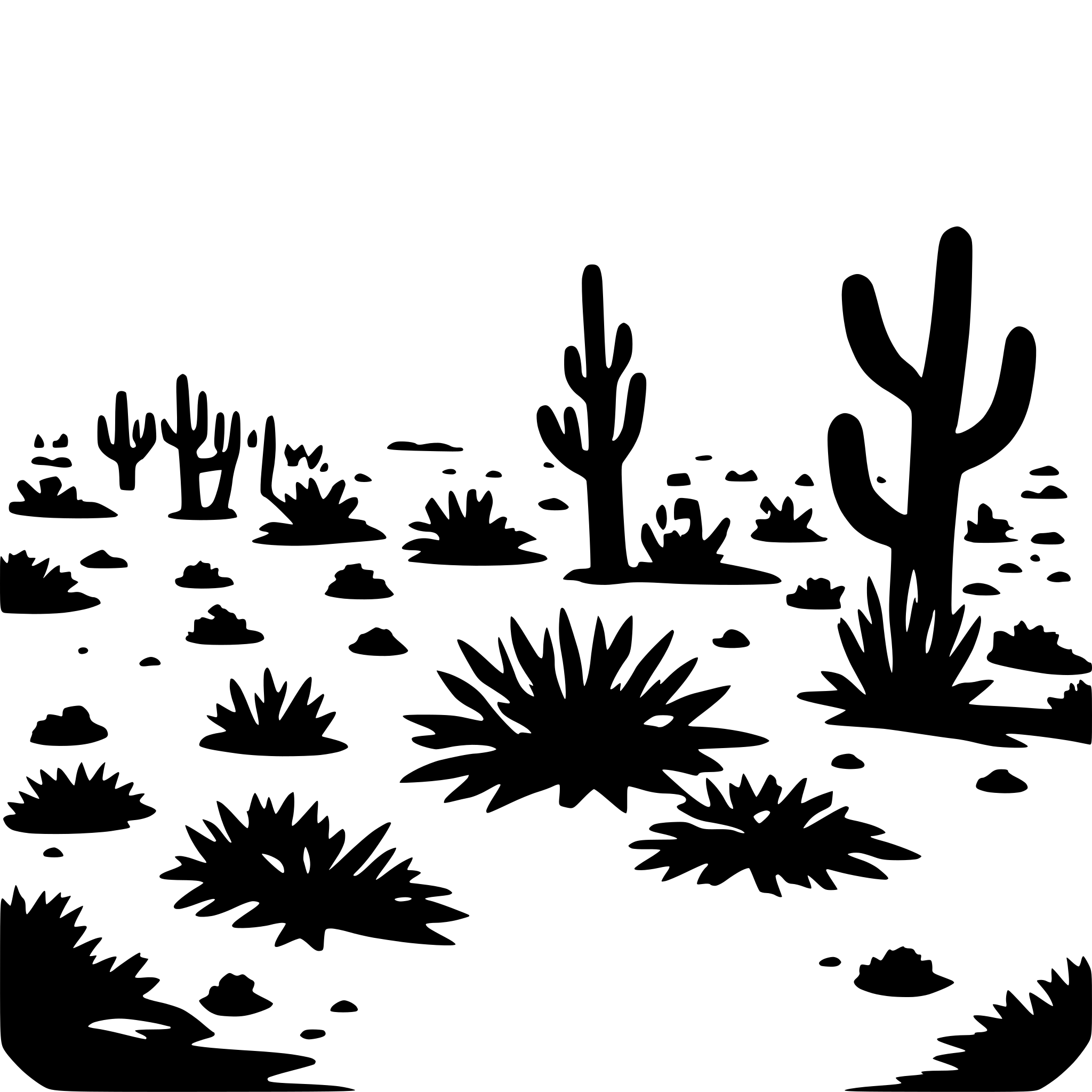 AI-generated SVG of a extreme hot sunny desert ecosystem including sunrise