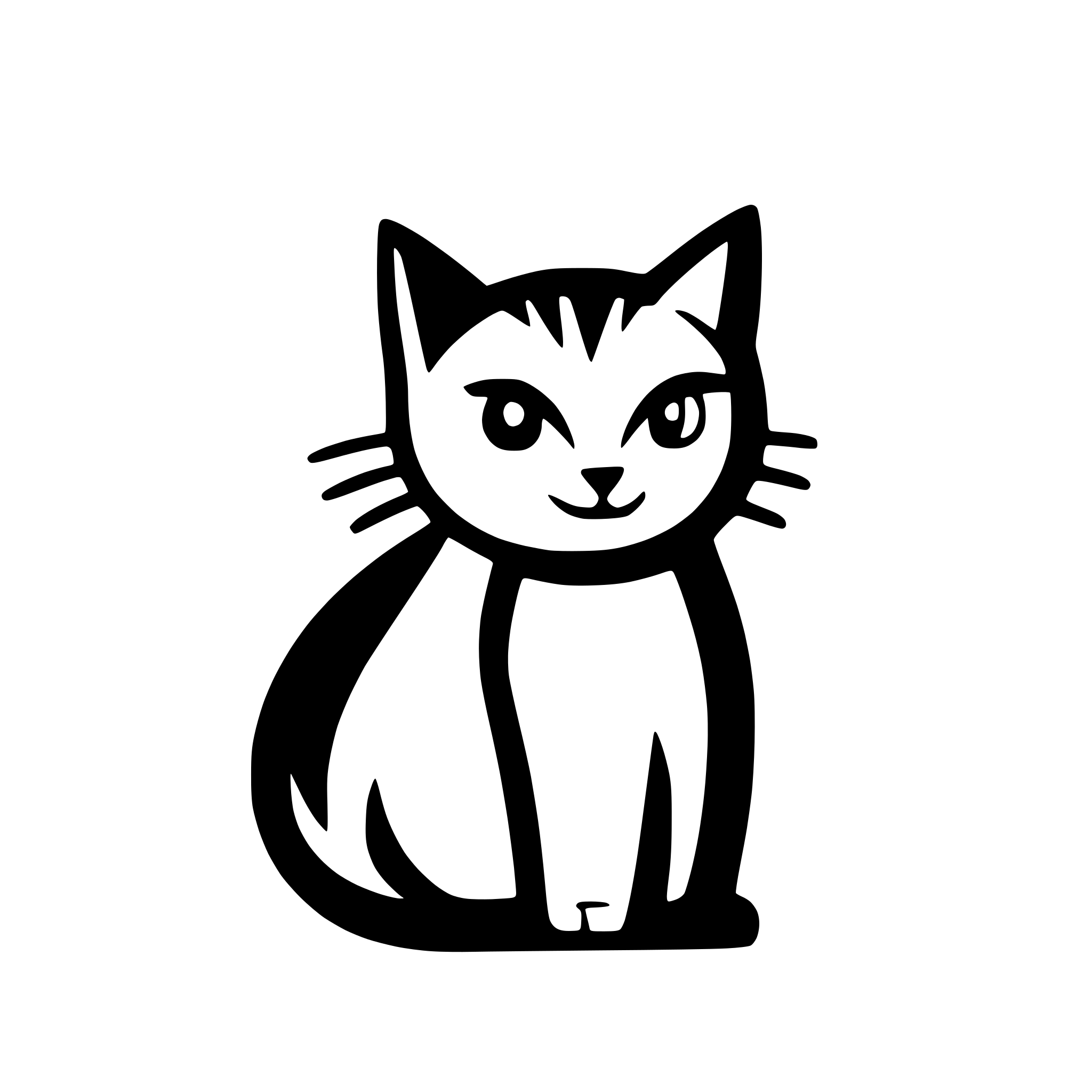 AI-generated SVG of a minimalist cat with long tail