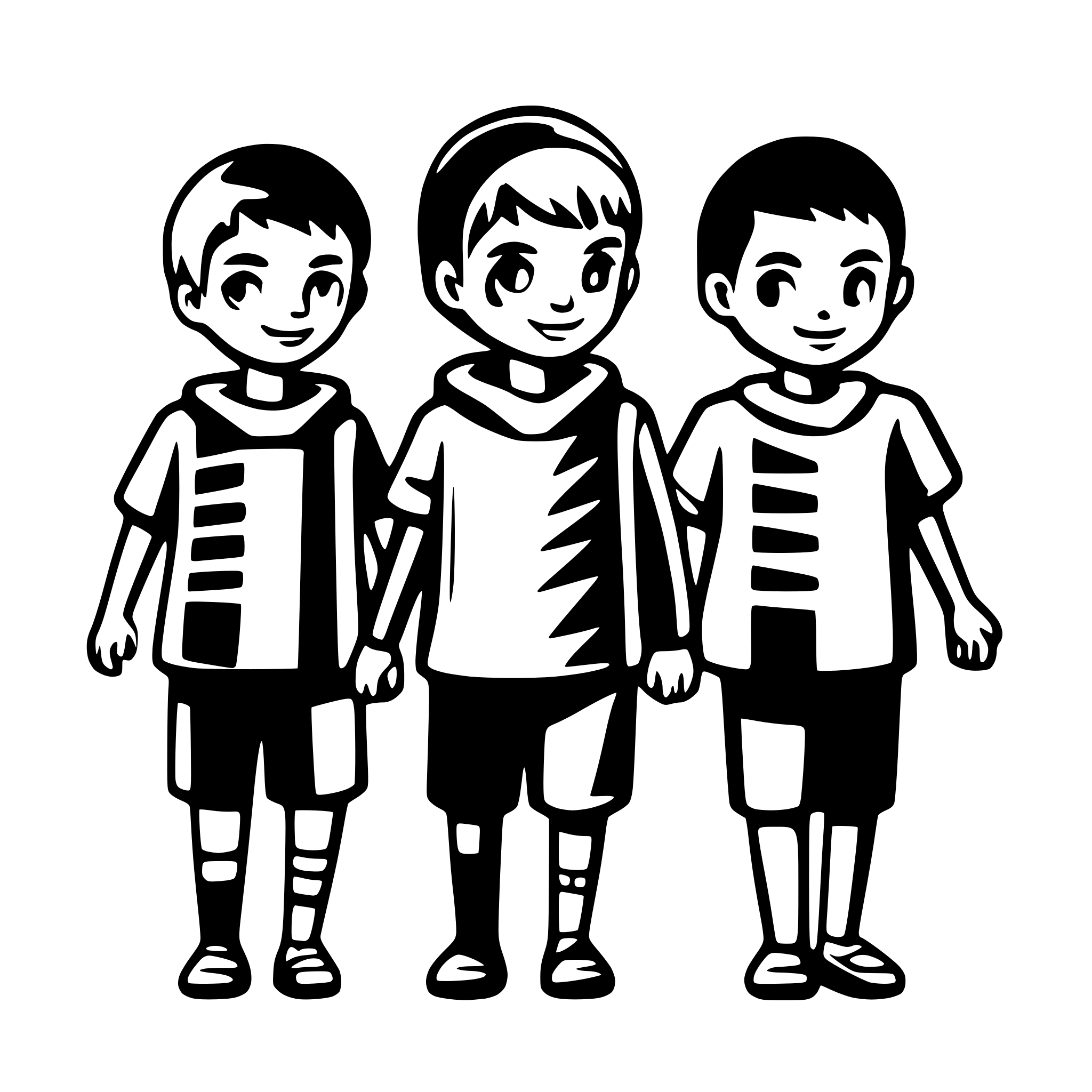AI-generated SVG of a boys forming a line and holding hands
