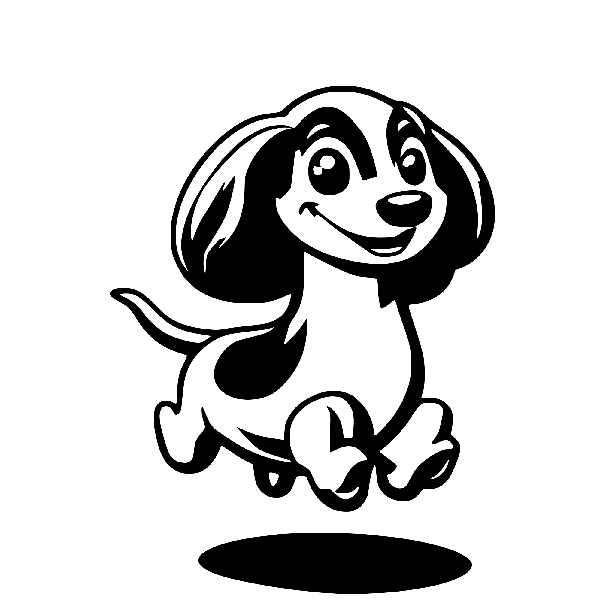 AI-generated SVG of a Happy long cartoon style wired hair dachshund jumping