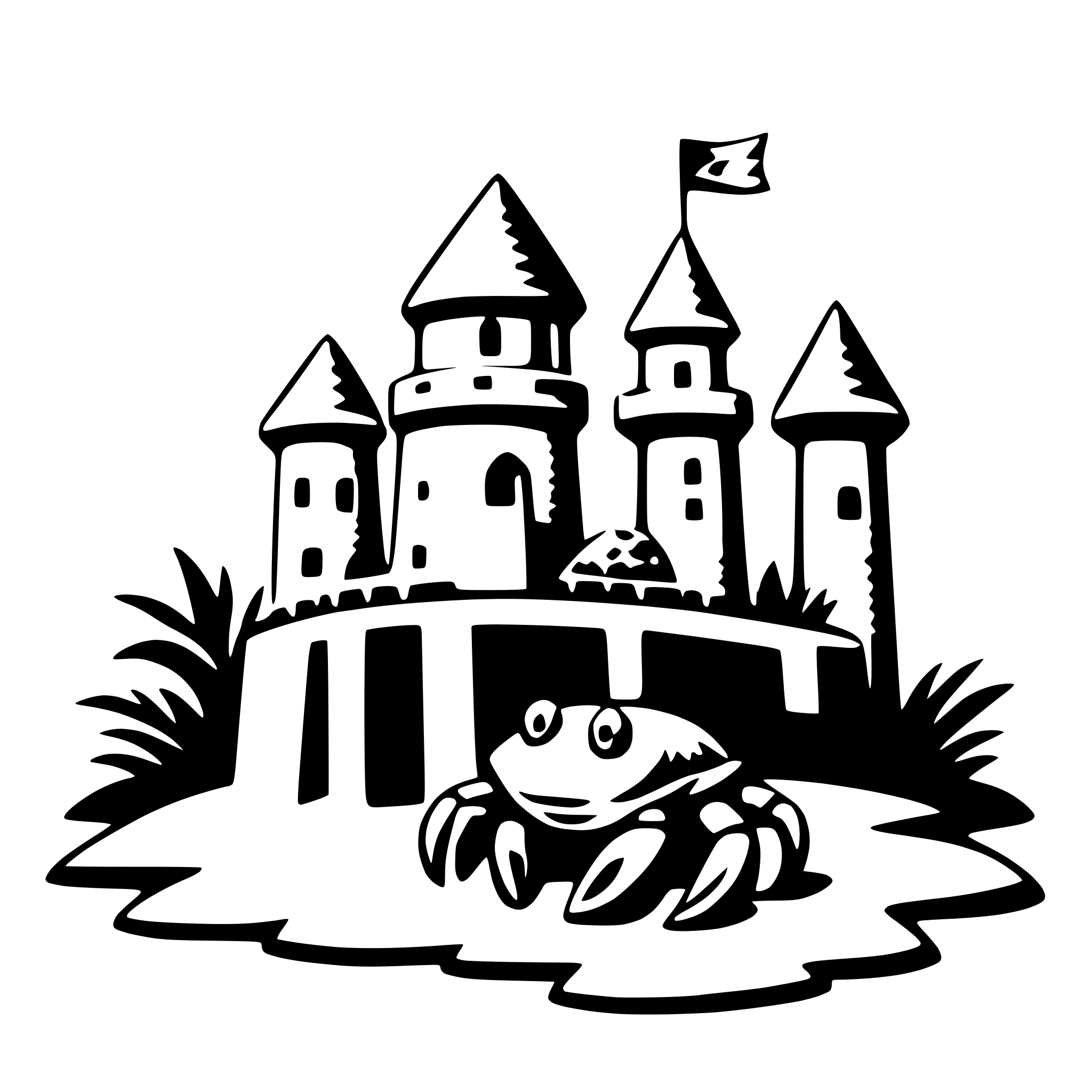AI-generated SVG of a crab with sandcastle