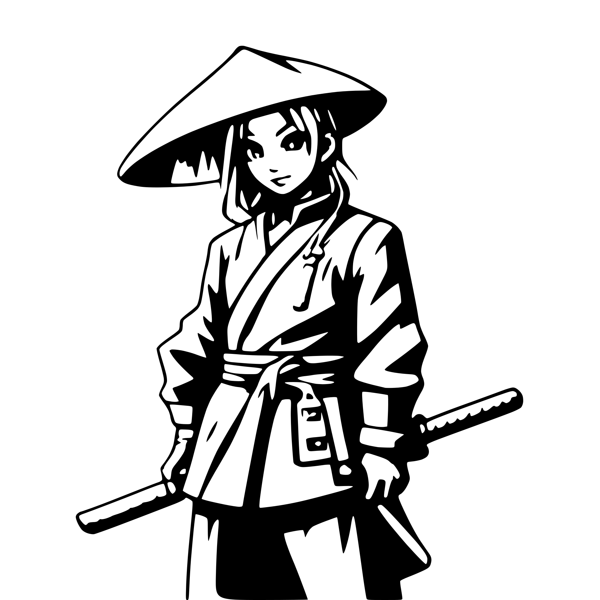 AI-generated SVG of 'samurai in the rain'