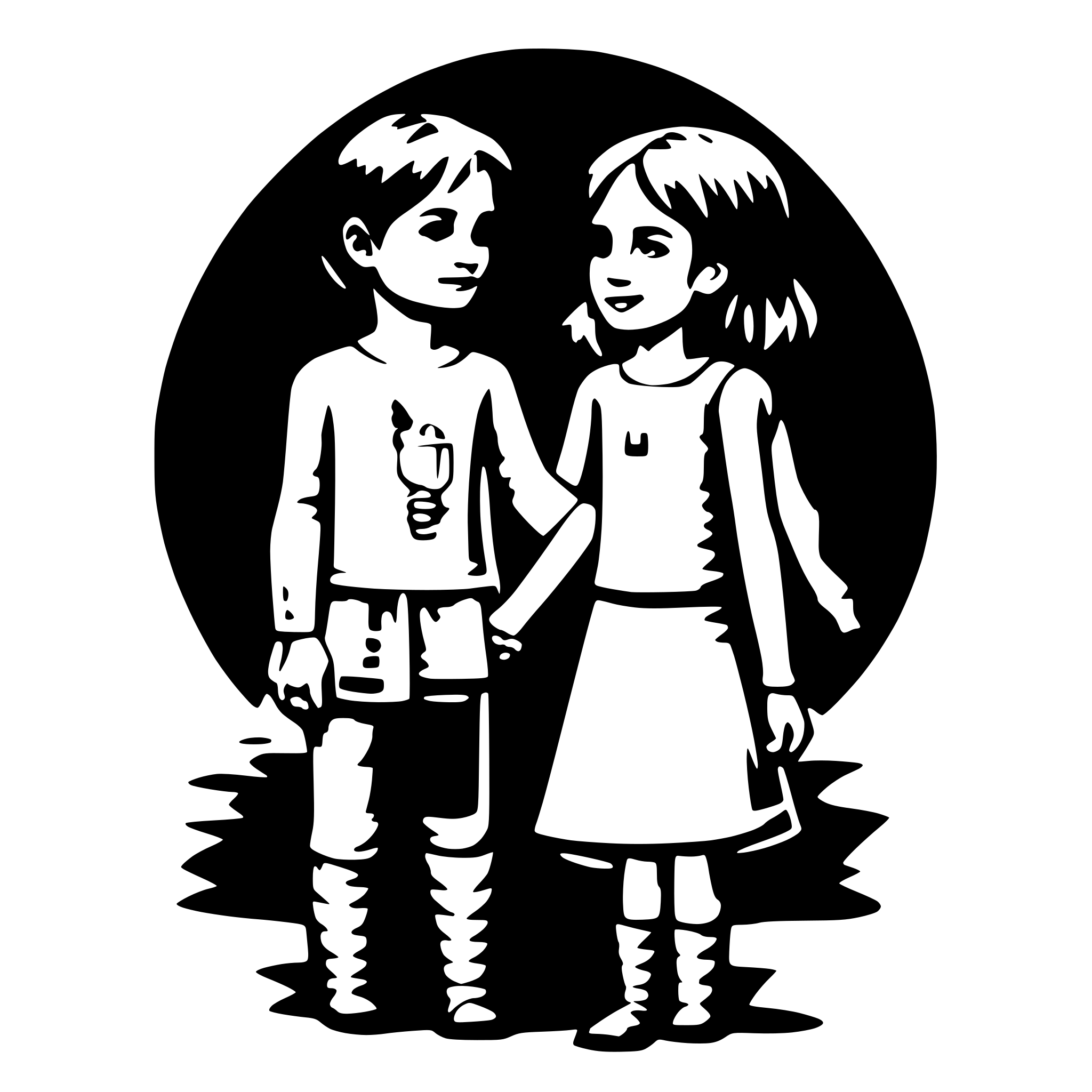 AI-generated SVG of a children holding hands and the world