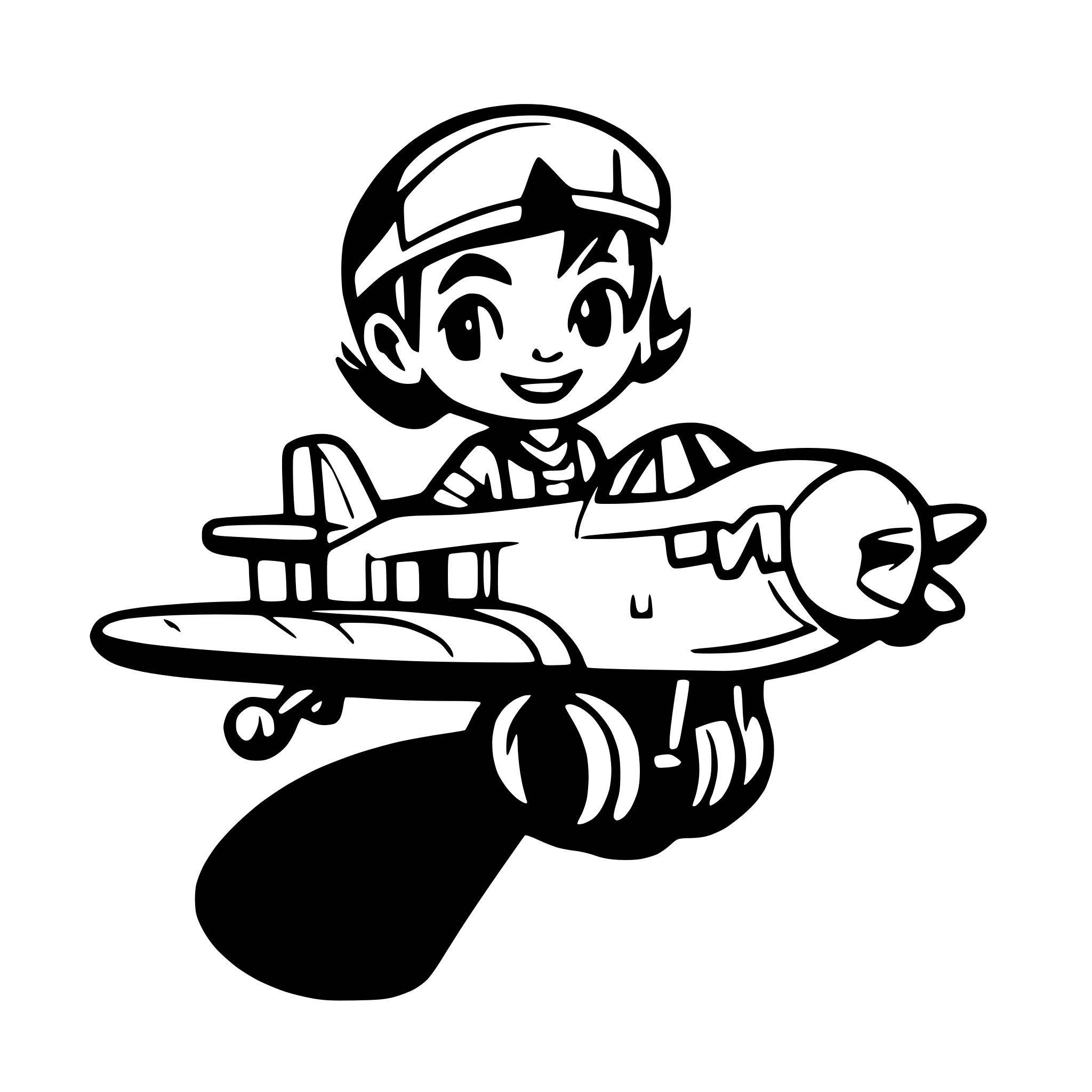 AI-generated SVG of a plane with a cut boy in the cockpit