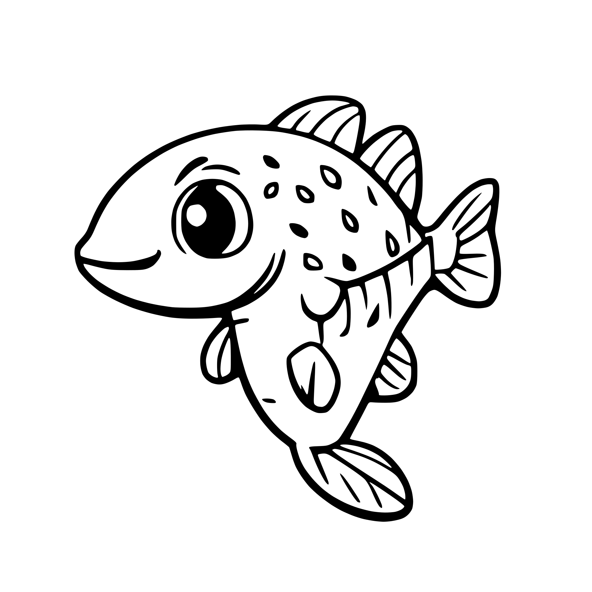 AI-generated SVG of 'cartoon minnow'
