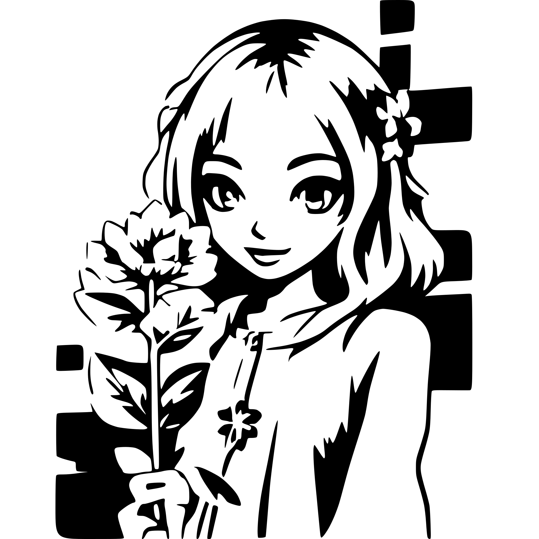 AI-generated SVG of 'girl with flower'