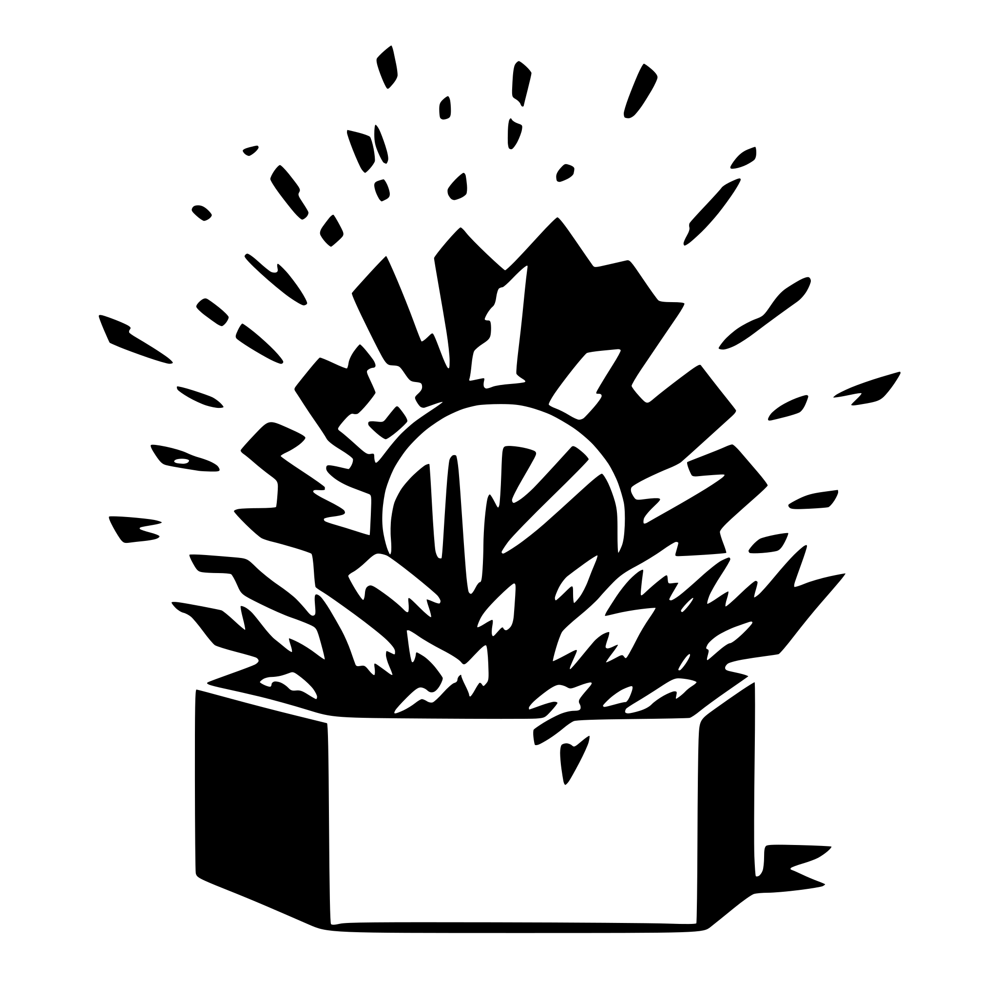 AI-generated SVG of 'explosion inside a cardboard box'
