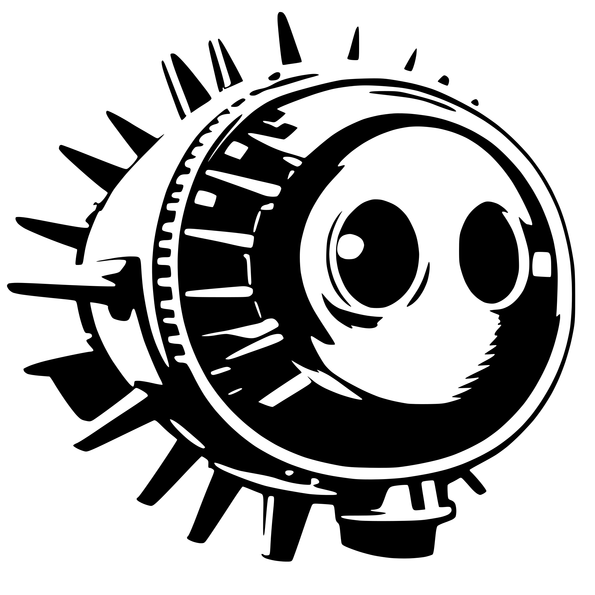 AI-generated SVG of a minimalistic head on view  of jet engine in black and white
