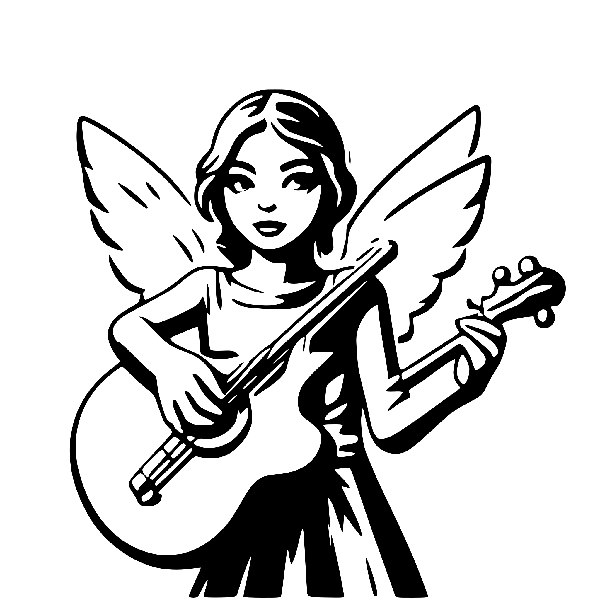 AI-generated SVG of a music band logo featuring guitar playing fairy