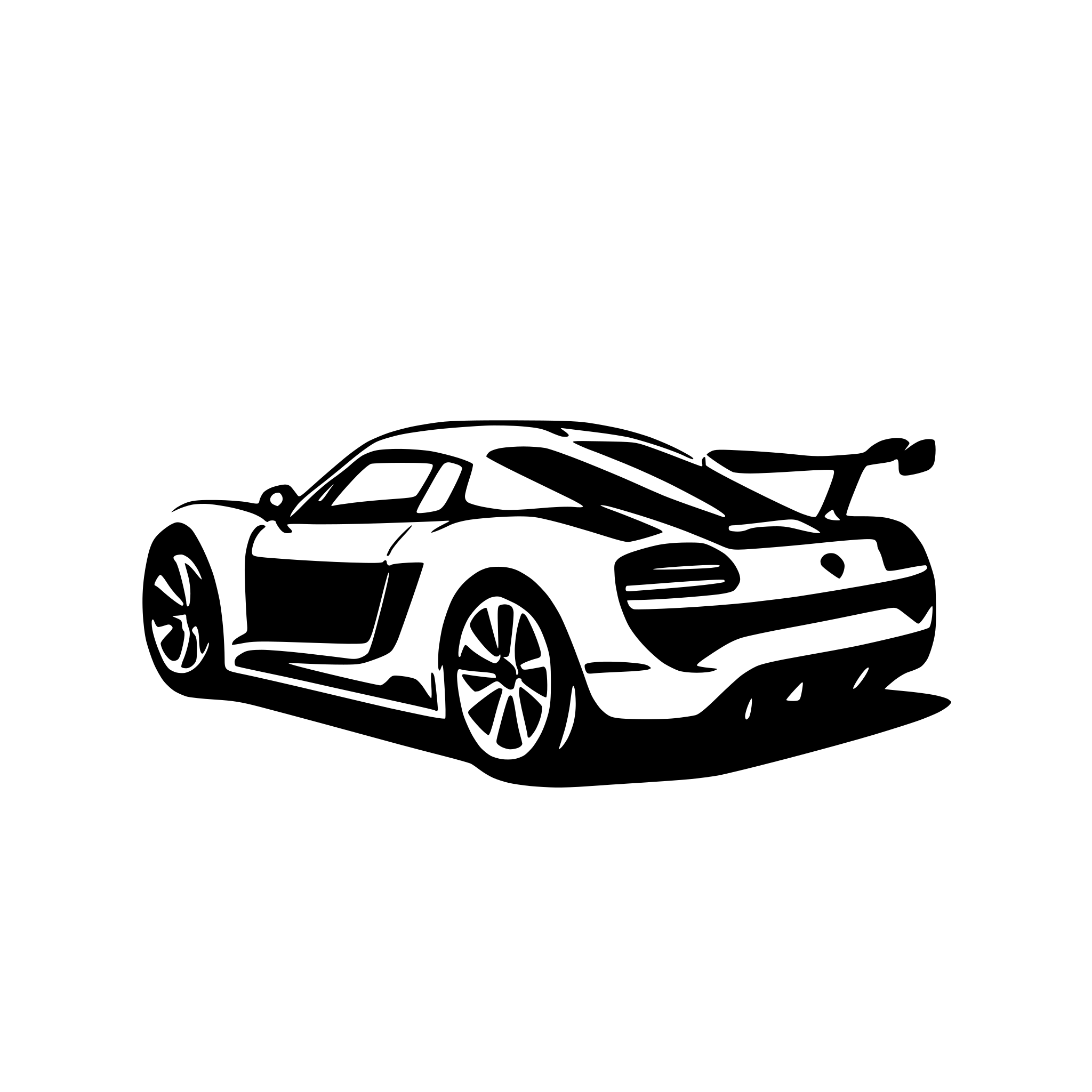 AI-generated SVG of a Porsche 918 as a drawing to color in. Without Logos.