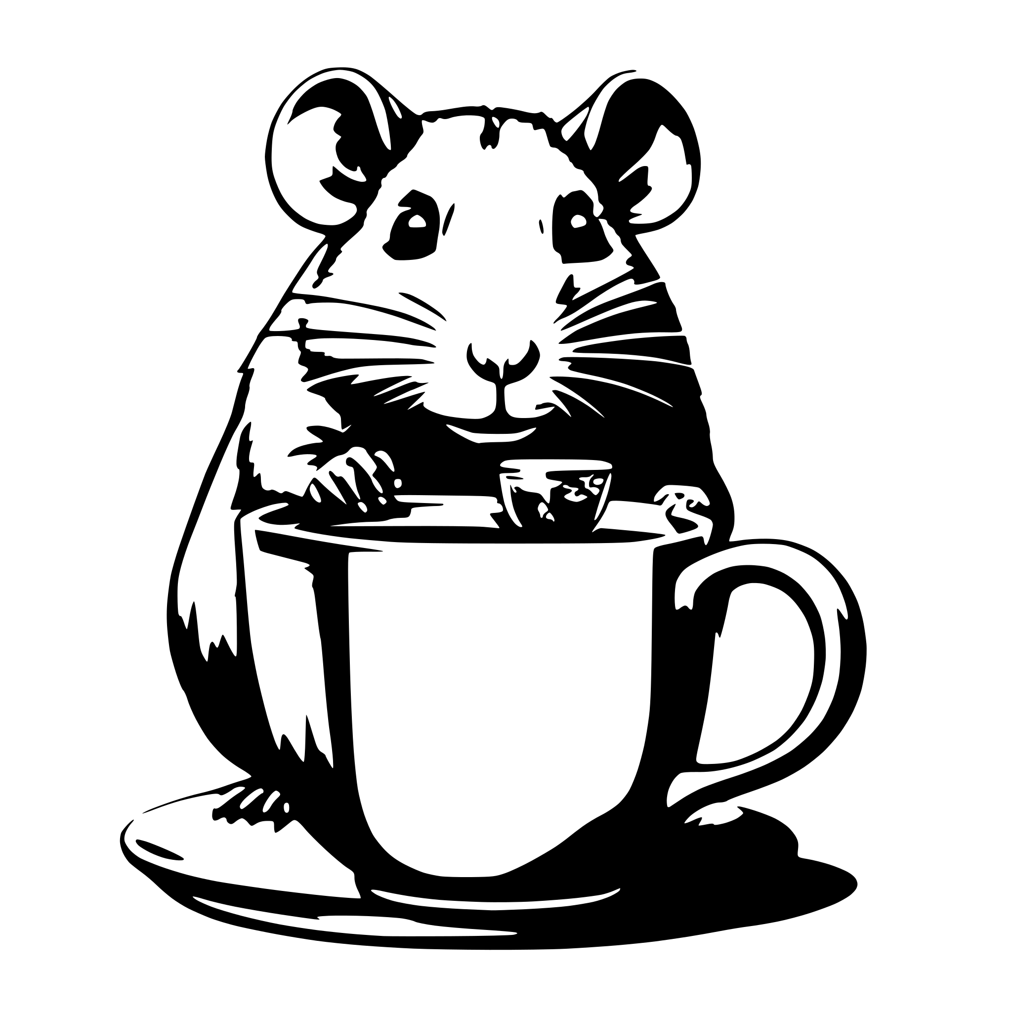 AI-generated SVG of 'fancy rat drinking tea'