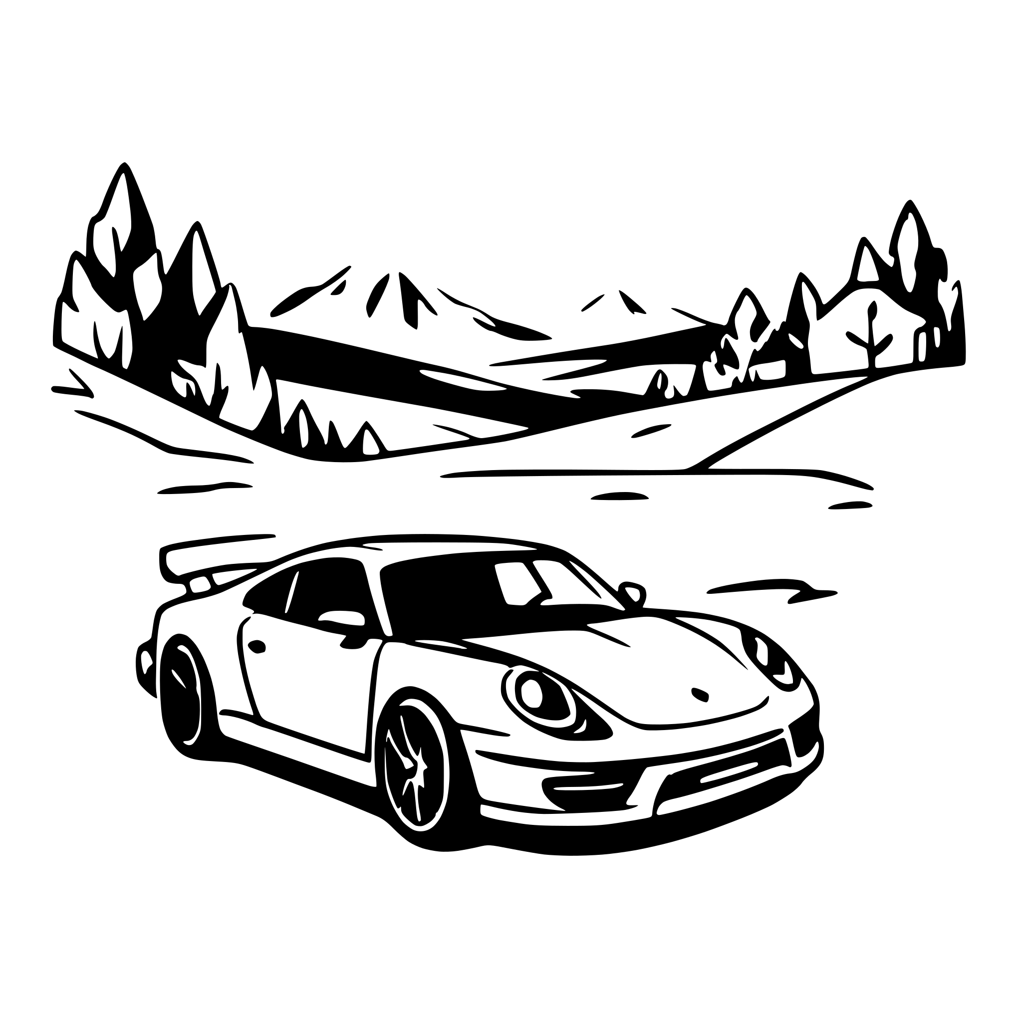 AI-generated SVG of a porsche 911 gt3 in moutains
