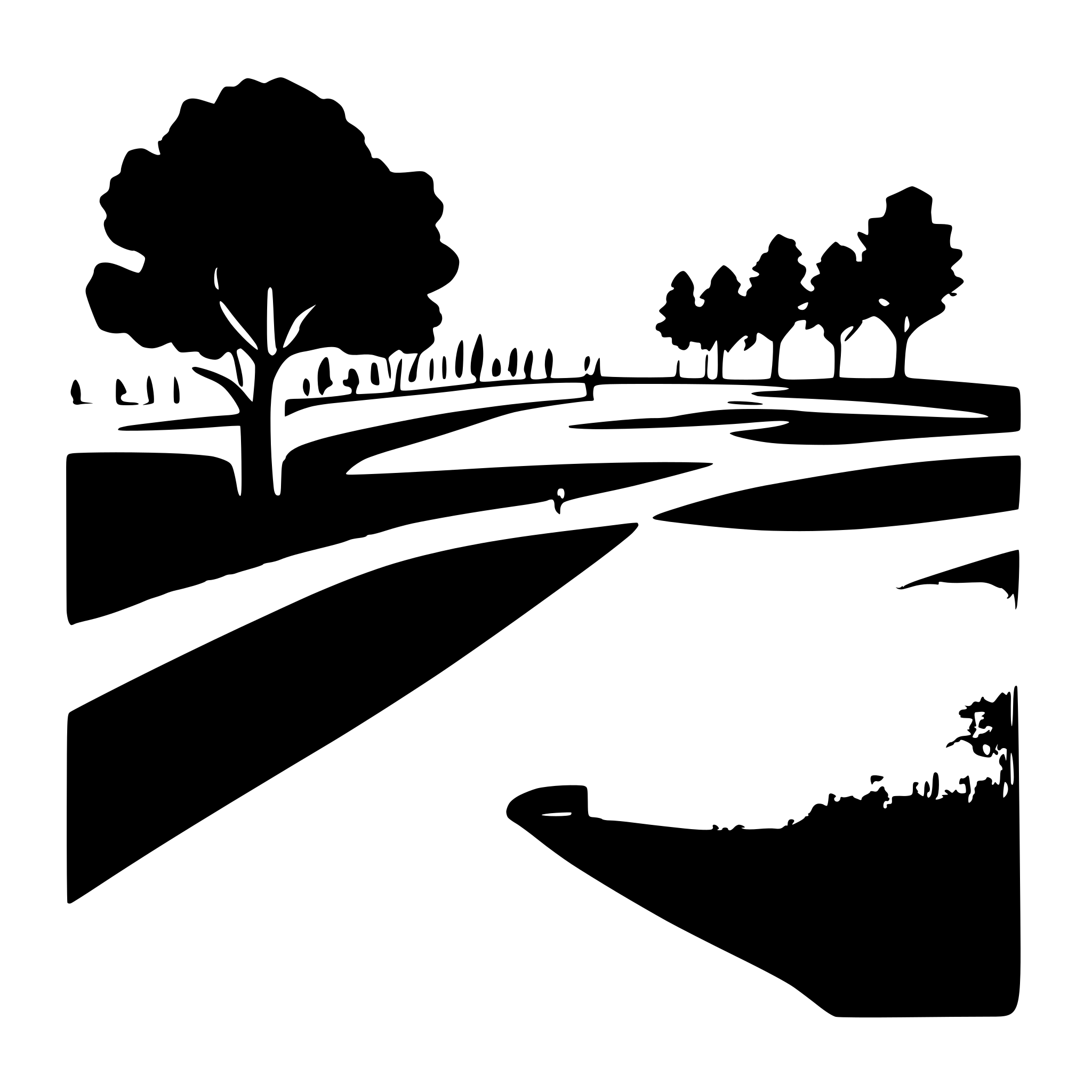 AI-generated SVG of a Perspective: Imagine standing just behind the tee box, looking down the fairway towards the green. The sun is high, casting distinct shadows.  Foreground (Tee Box Area):  Ground: The tee box itself should be perfectly manicured, a vibrant, deep green. Show the subtle texture of closely mown grass, perhaps with a few faint divot marks if you want realism. Trees (Left): Immediately to the left, a dense cluster of tall, mature pine trees. Their trunks are dark, textured, and vertical, with rich gre