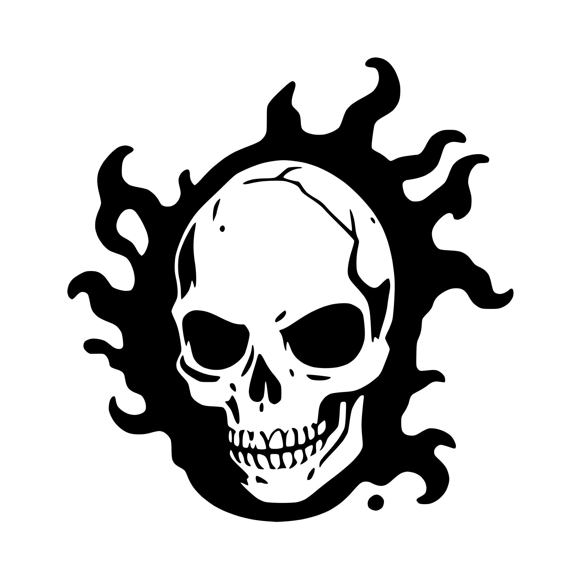 AI-generated SVG of a A broken skull with a tentacle-like moustre protruding from it