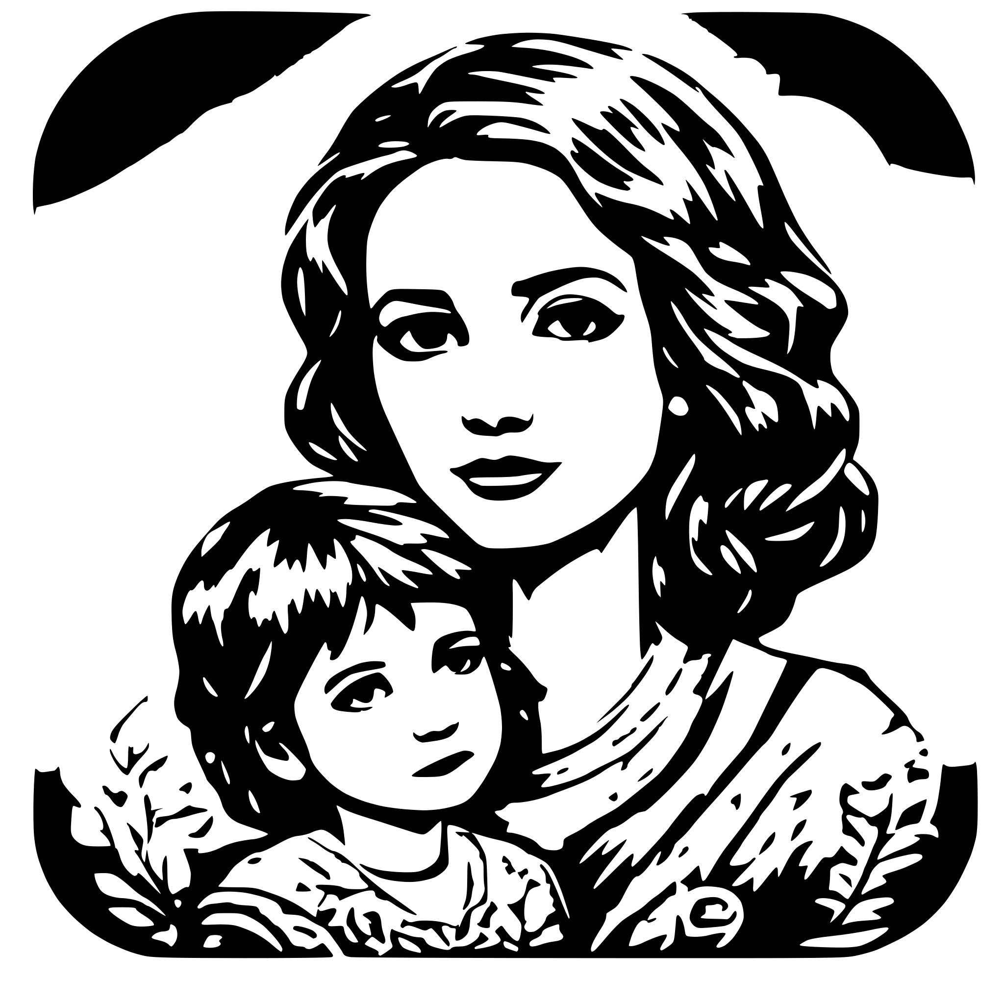 AI-generated SVG of a proud mother with her child