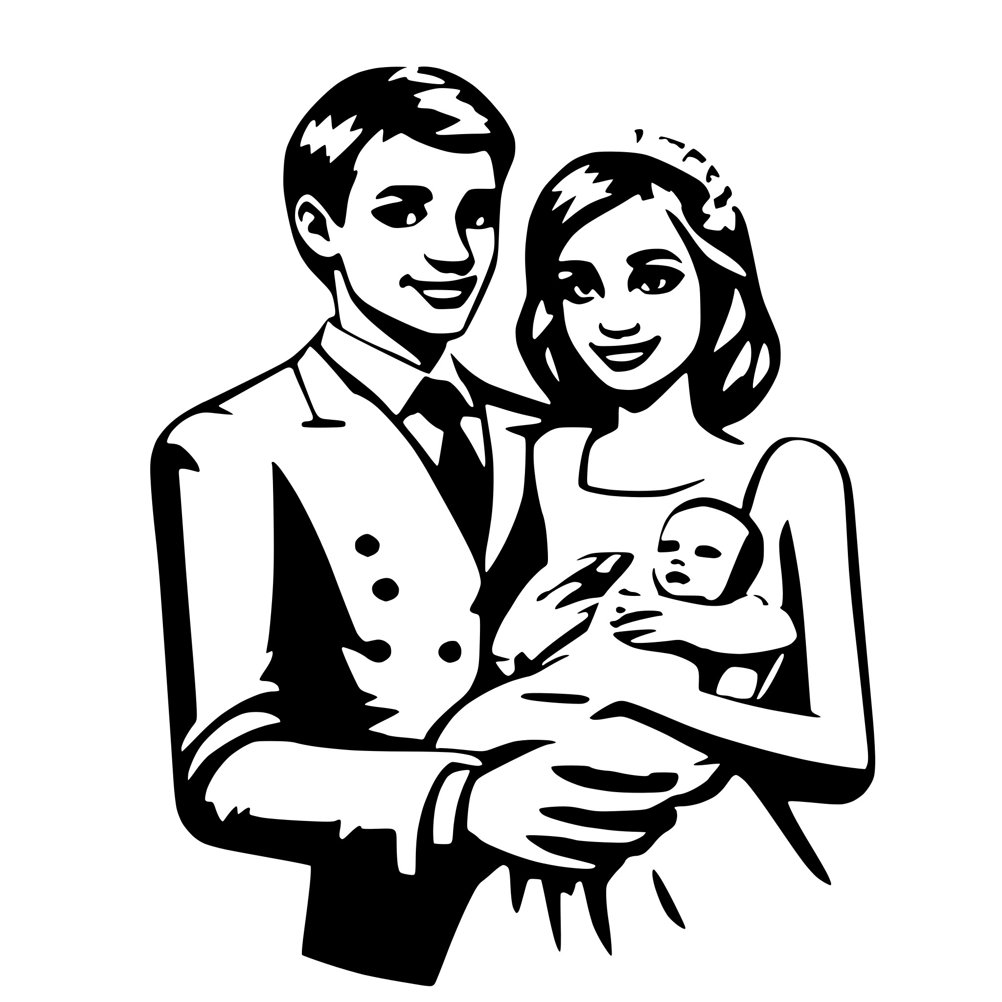 AI-generated SVG of a wedding couple with baby