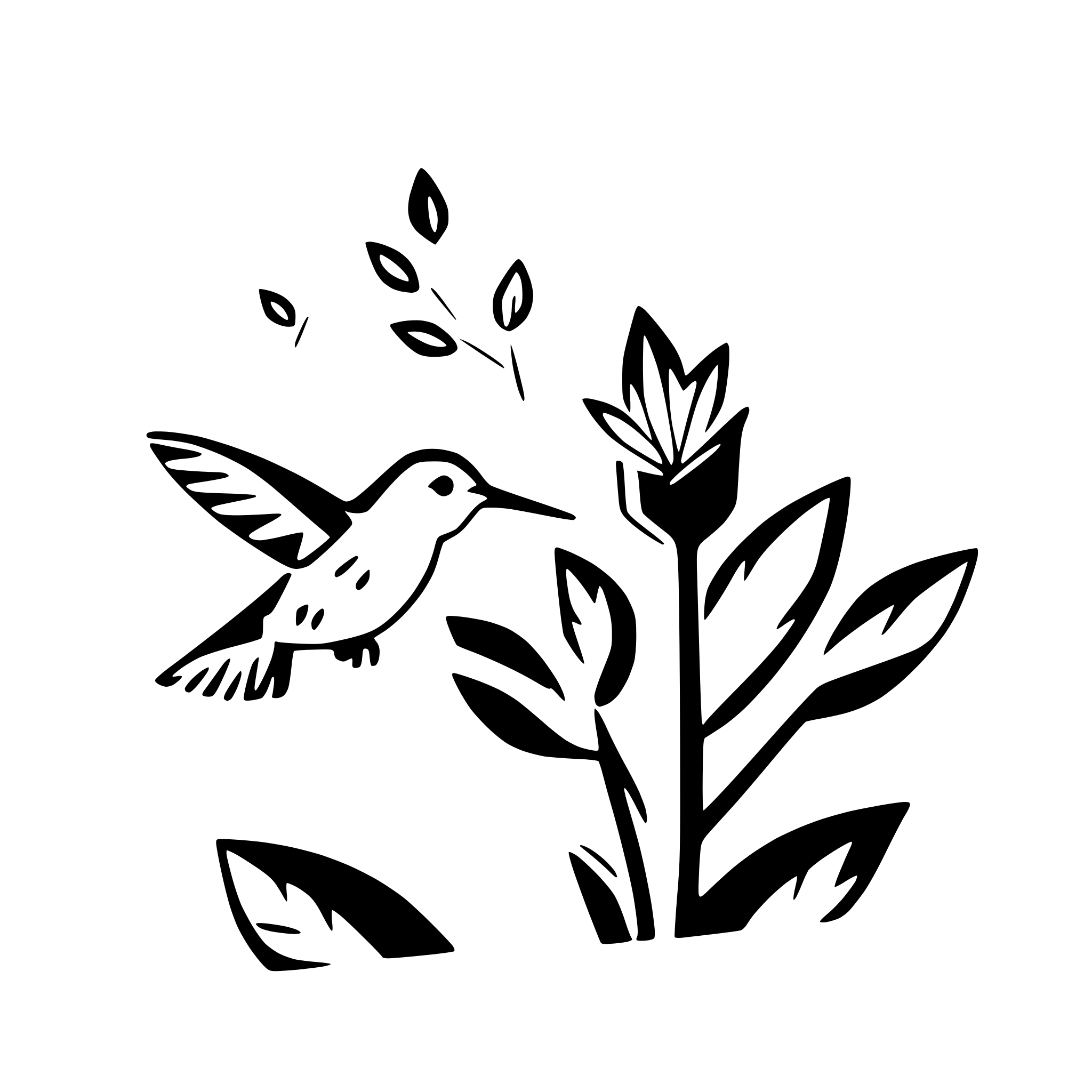 AI-generated SVG of 'hummingbird feeding on flowers'