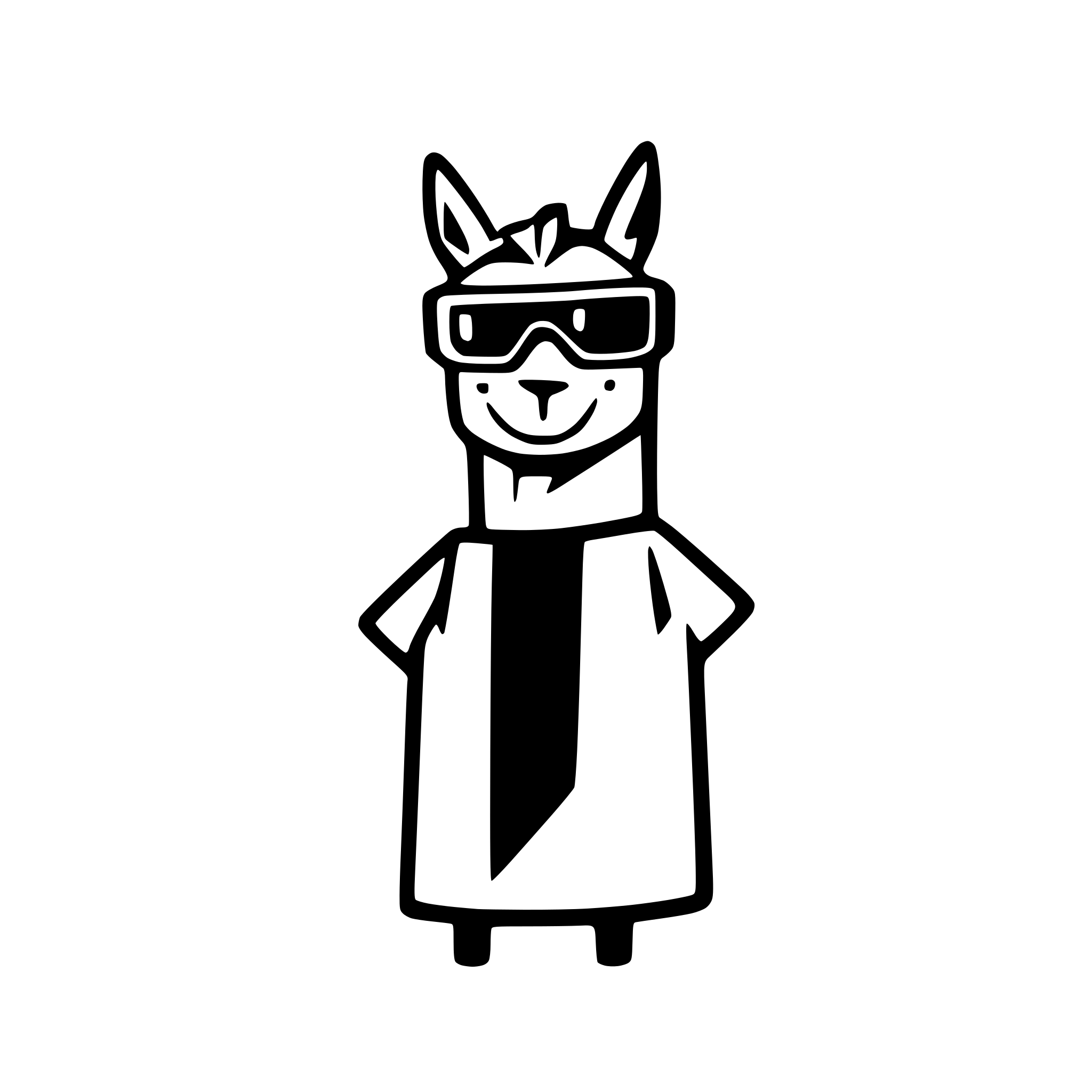 AI-generated SVG of a simple flat icon llama with virtual reality goggles. Don't add any shadows