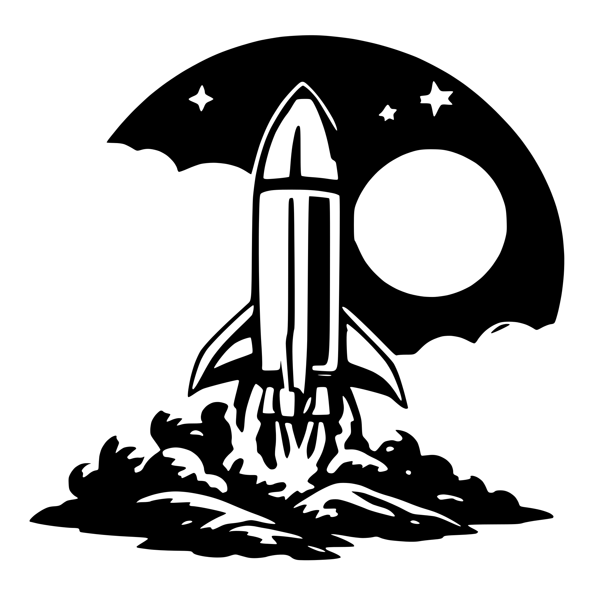 AI-generated SVG of a rocket flying to moon
