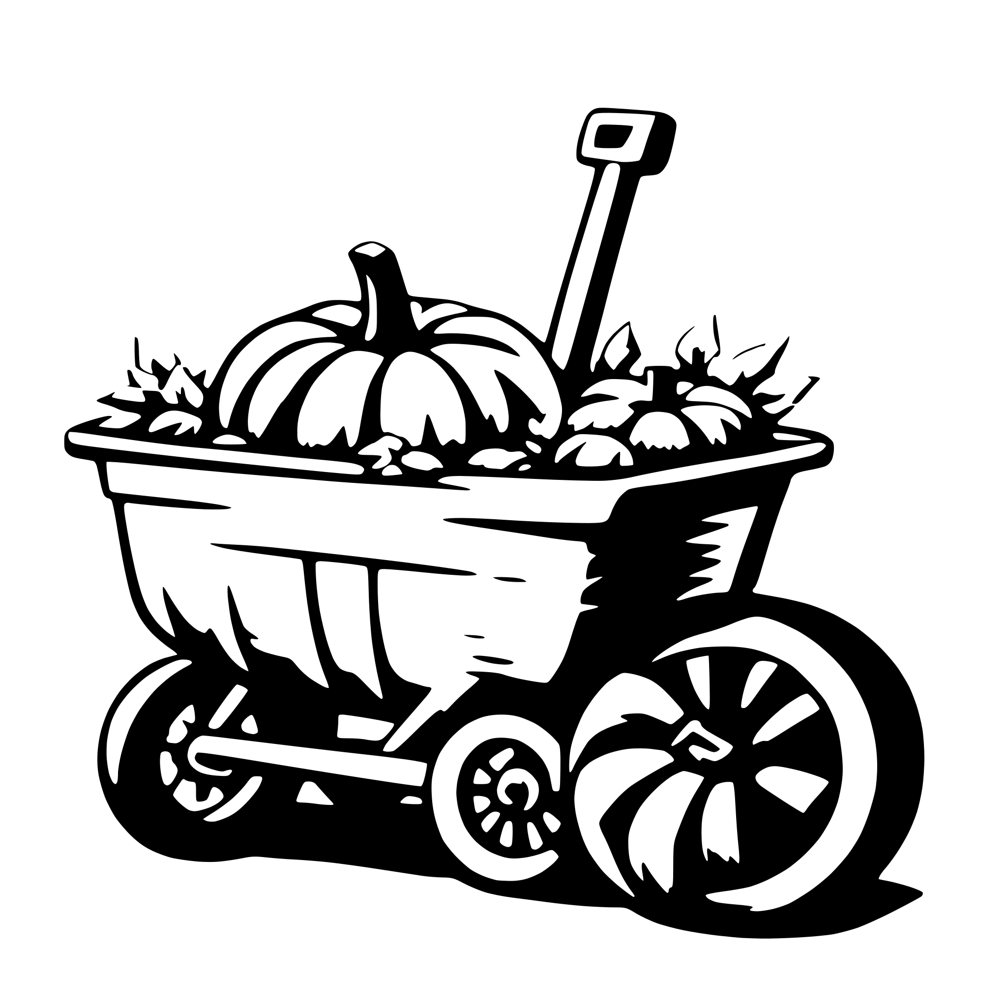 AI-generated SVG of 'wheelbarow with pumpkins'