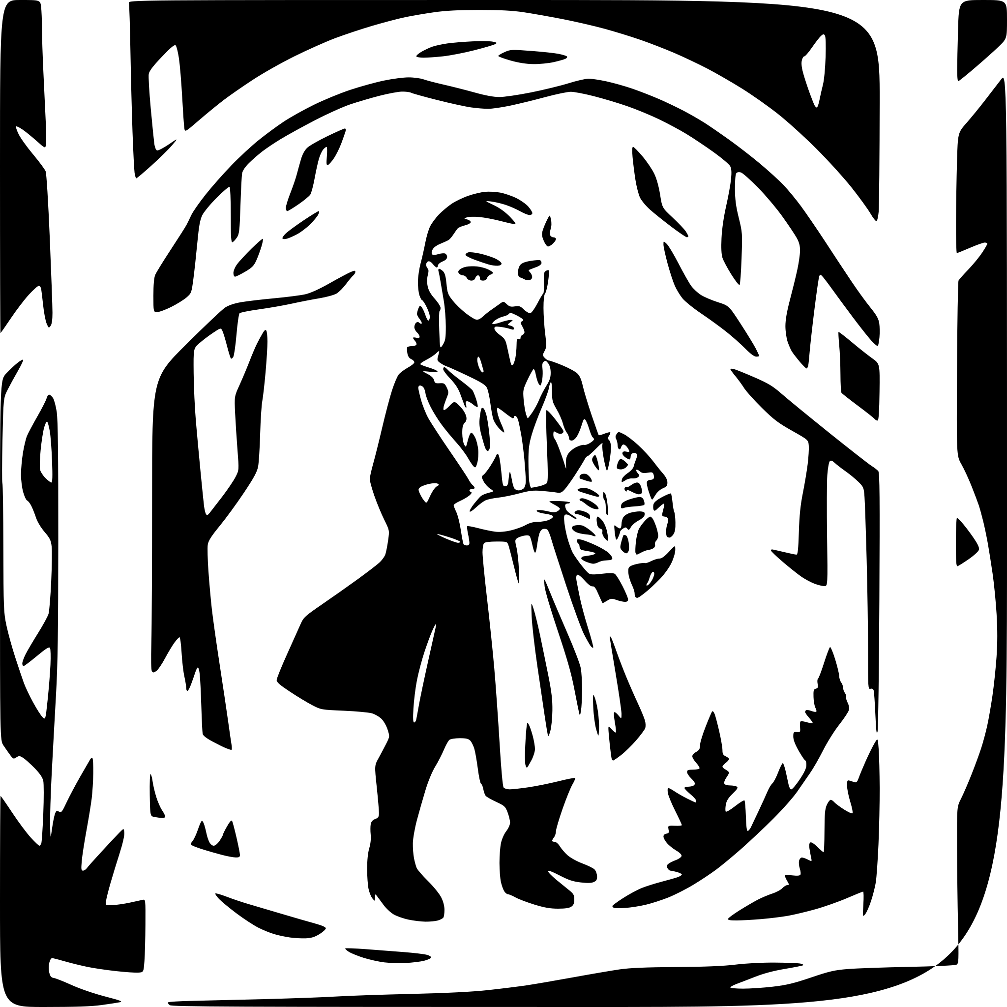 AI-generated SVG of a fierce male druid with beard in a dark forest