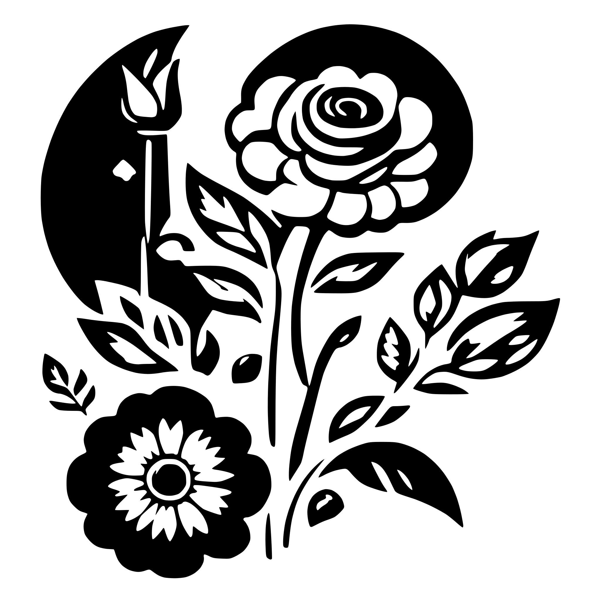 AI-generated SVG of 'simple flowers swirtl'