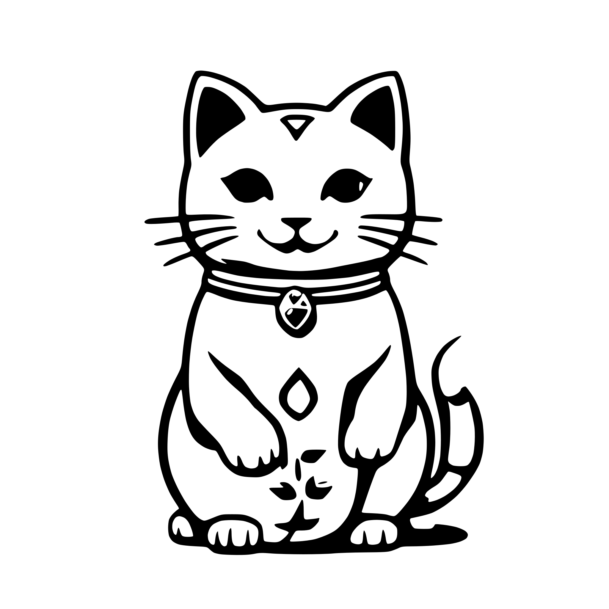 AI-generated SVG of a kawaii maneki neko lineart