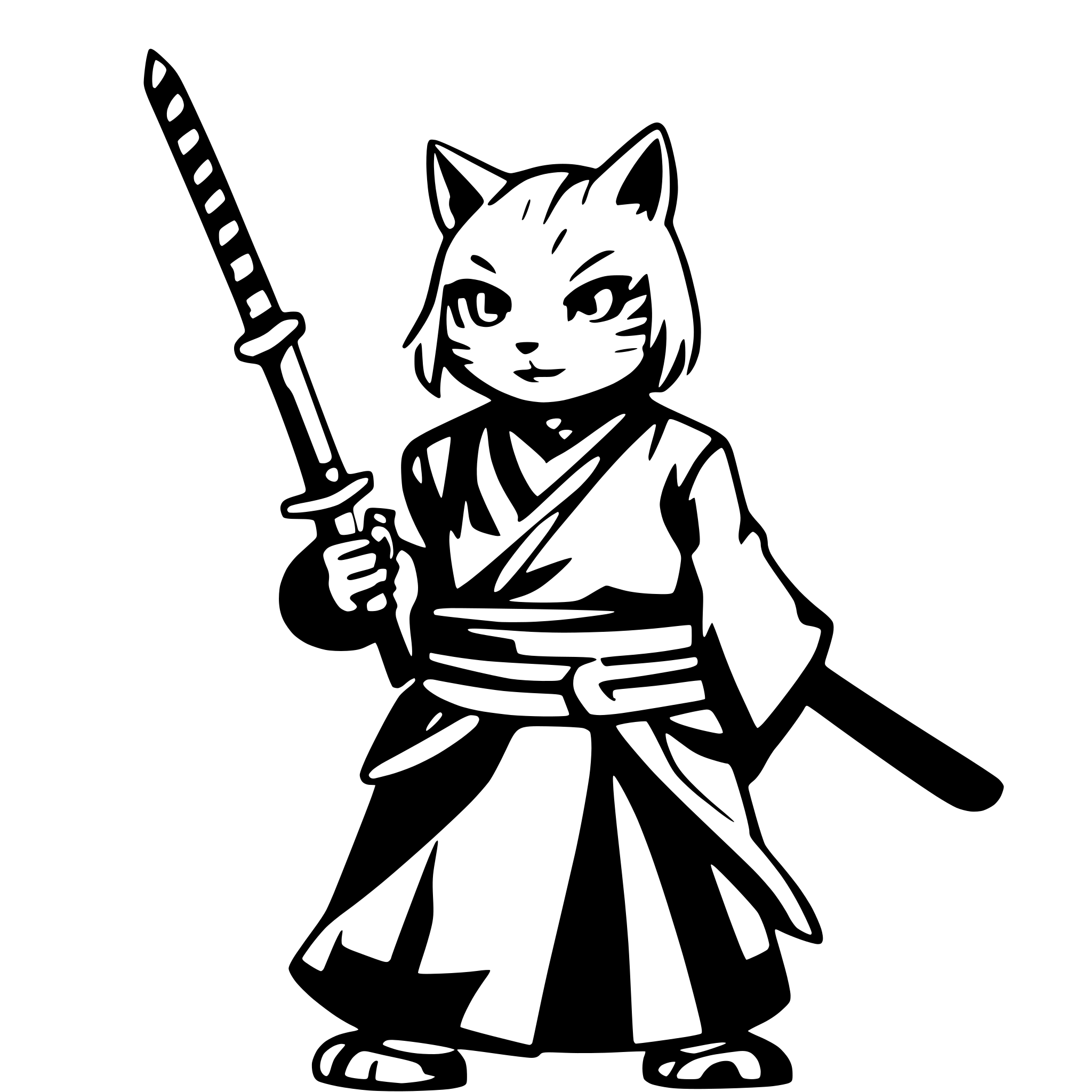 AI-generated SVG of 'old cat samurai'