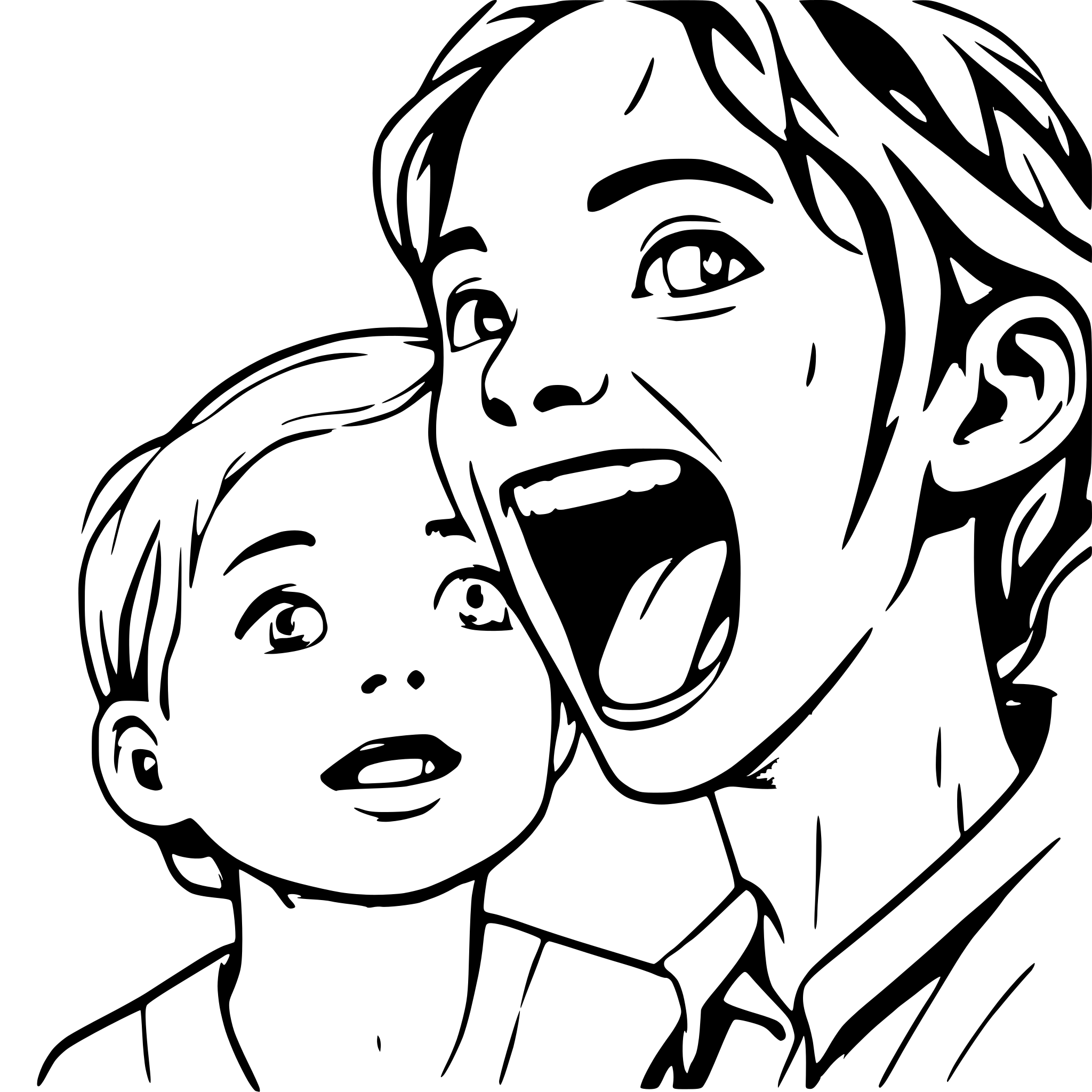 AI-generated SVG of 'father screaming at his kid'