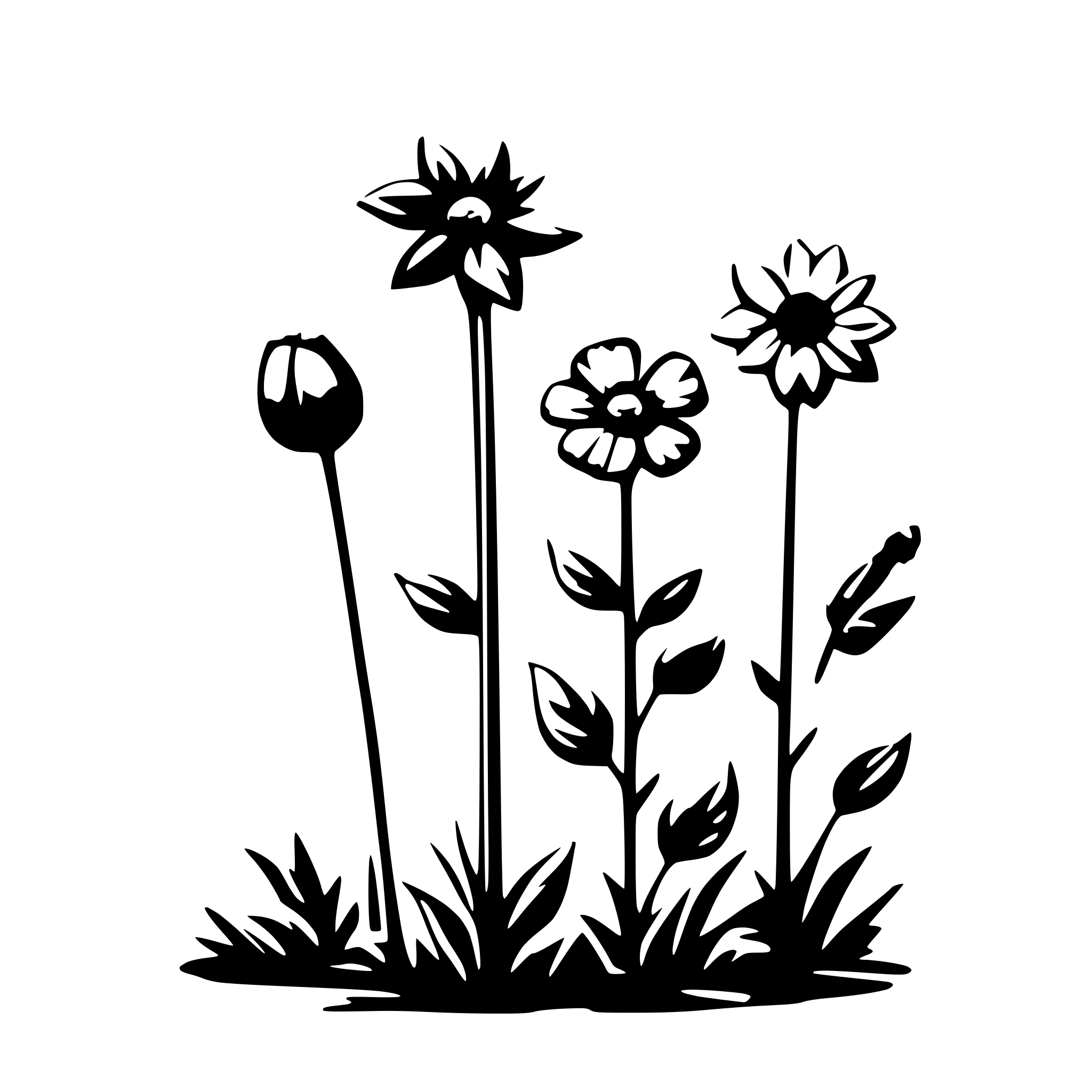 AI-generated SVG of '3 wildflowers one stem'