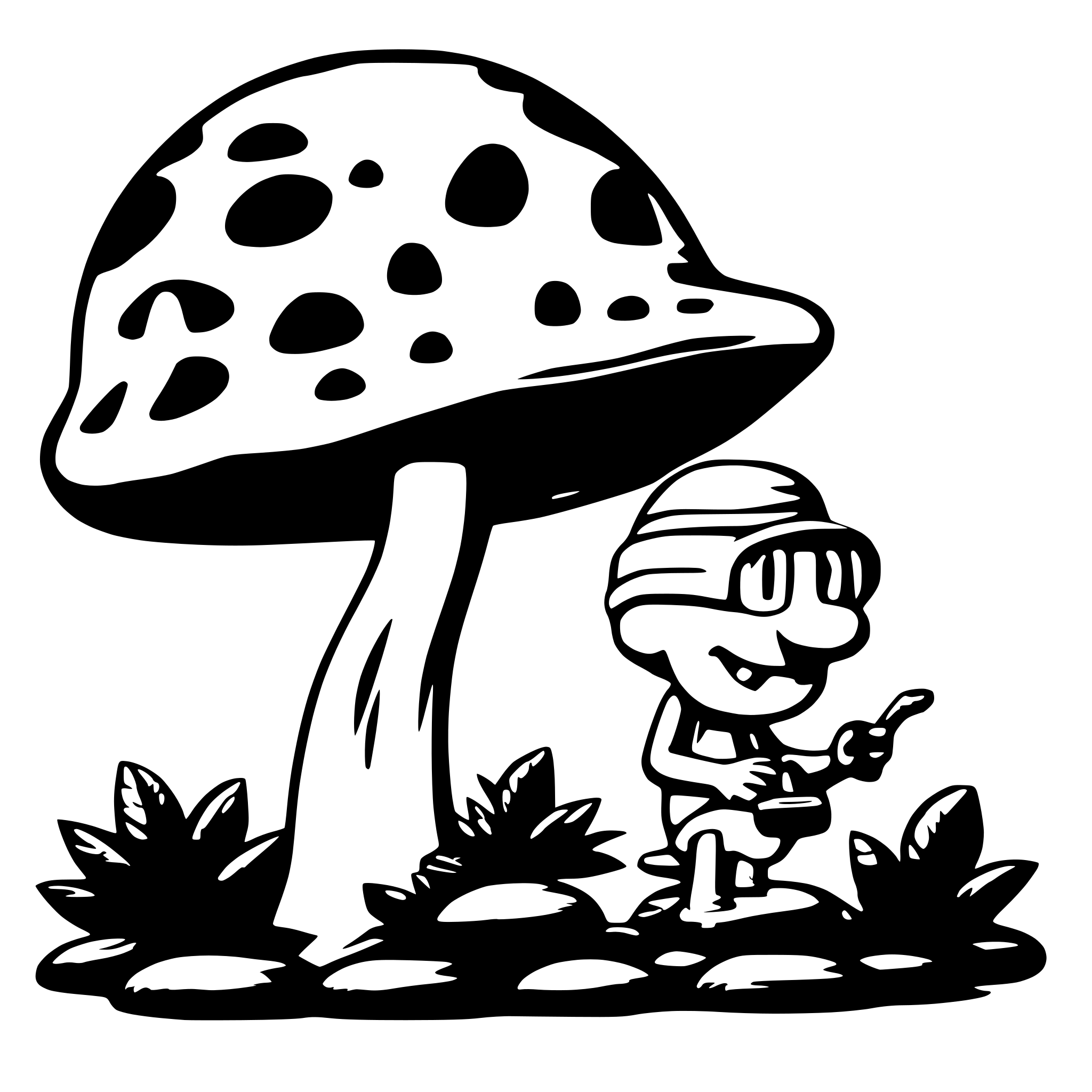 AI-generated SVG of a stoner smurf on magic mushroom