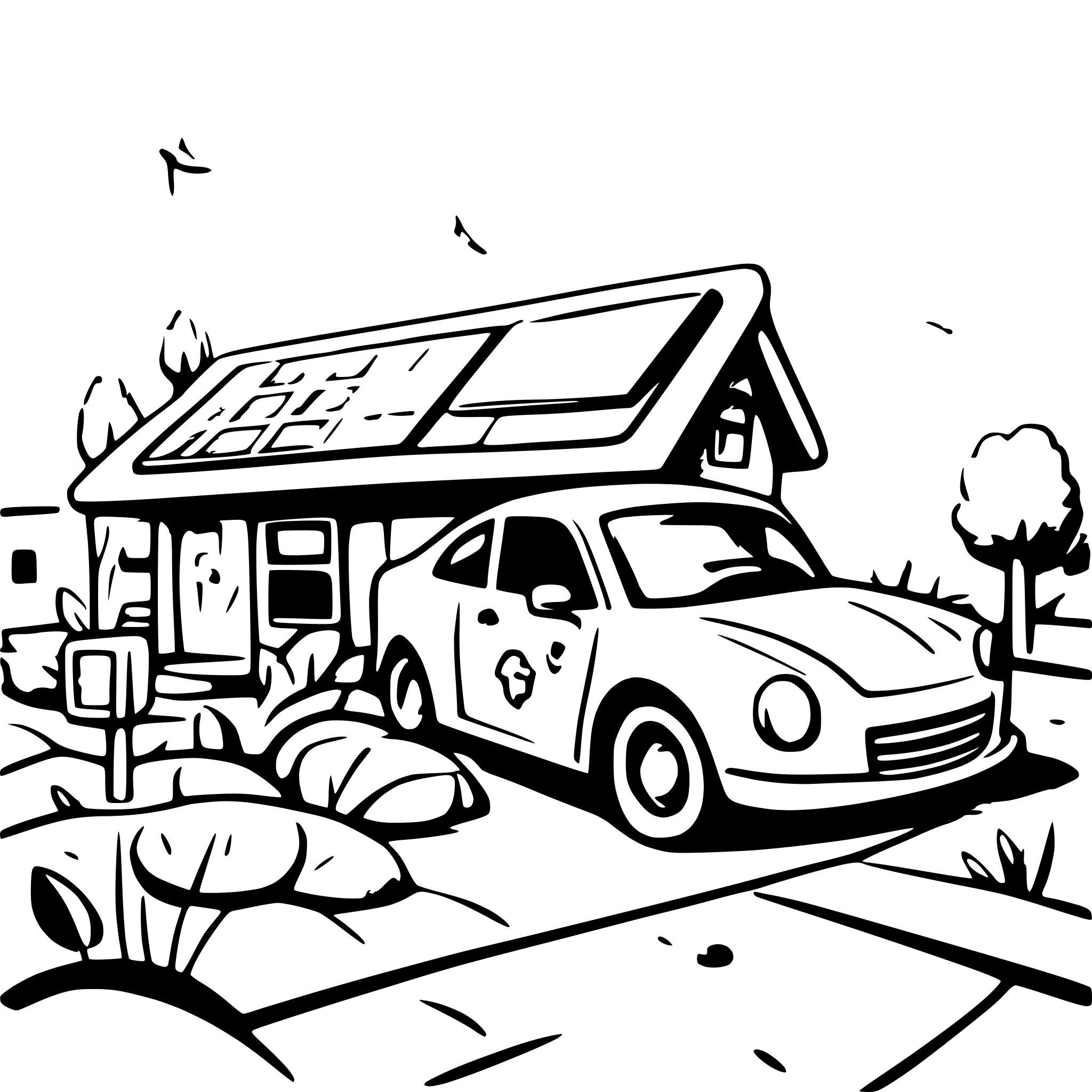AI-generated SVG of a house and car powered by solar panels with chargers