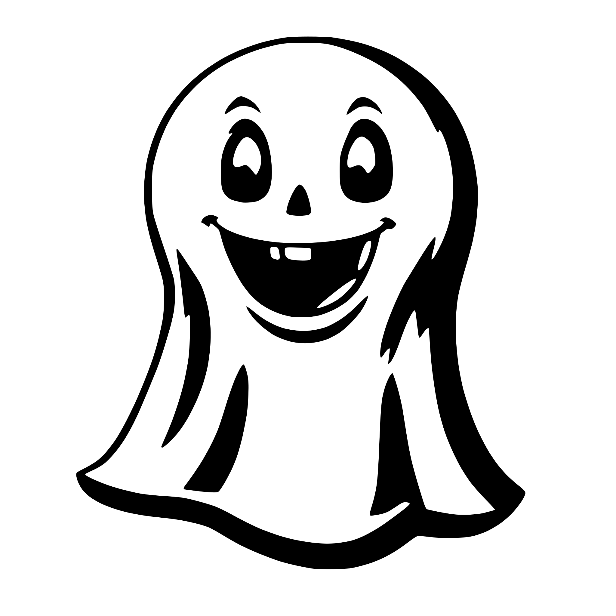 AI-generated SVG of a Simple ghost character smiling