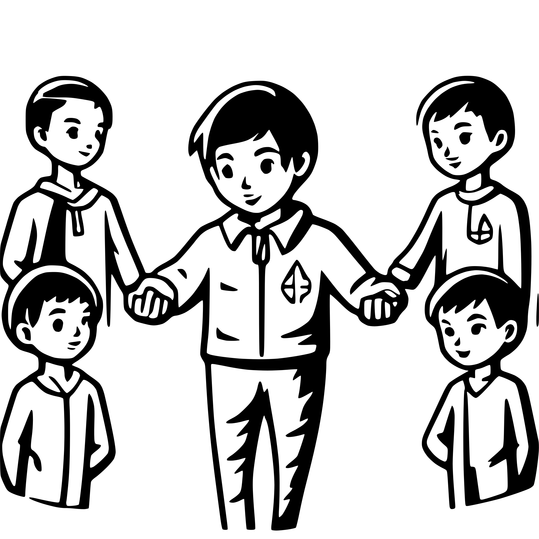 AI-generated SVG of a boys forming a line and holding hands