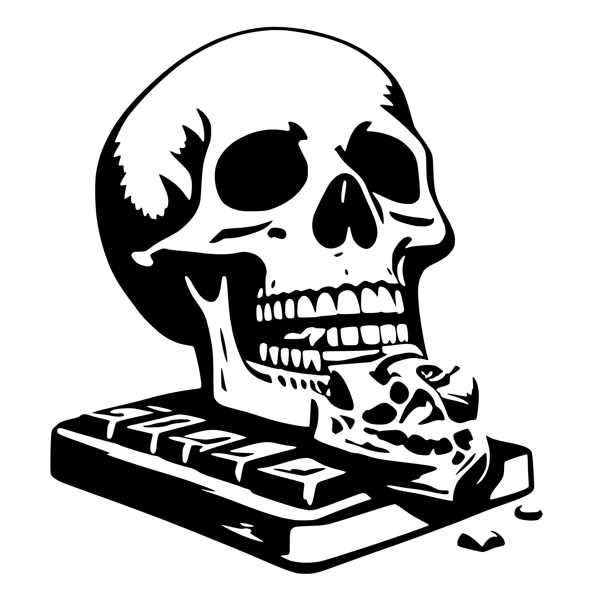 AI-generated SVG of a skull eating a chocolate bar