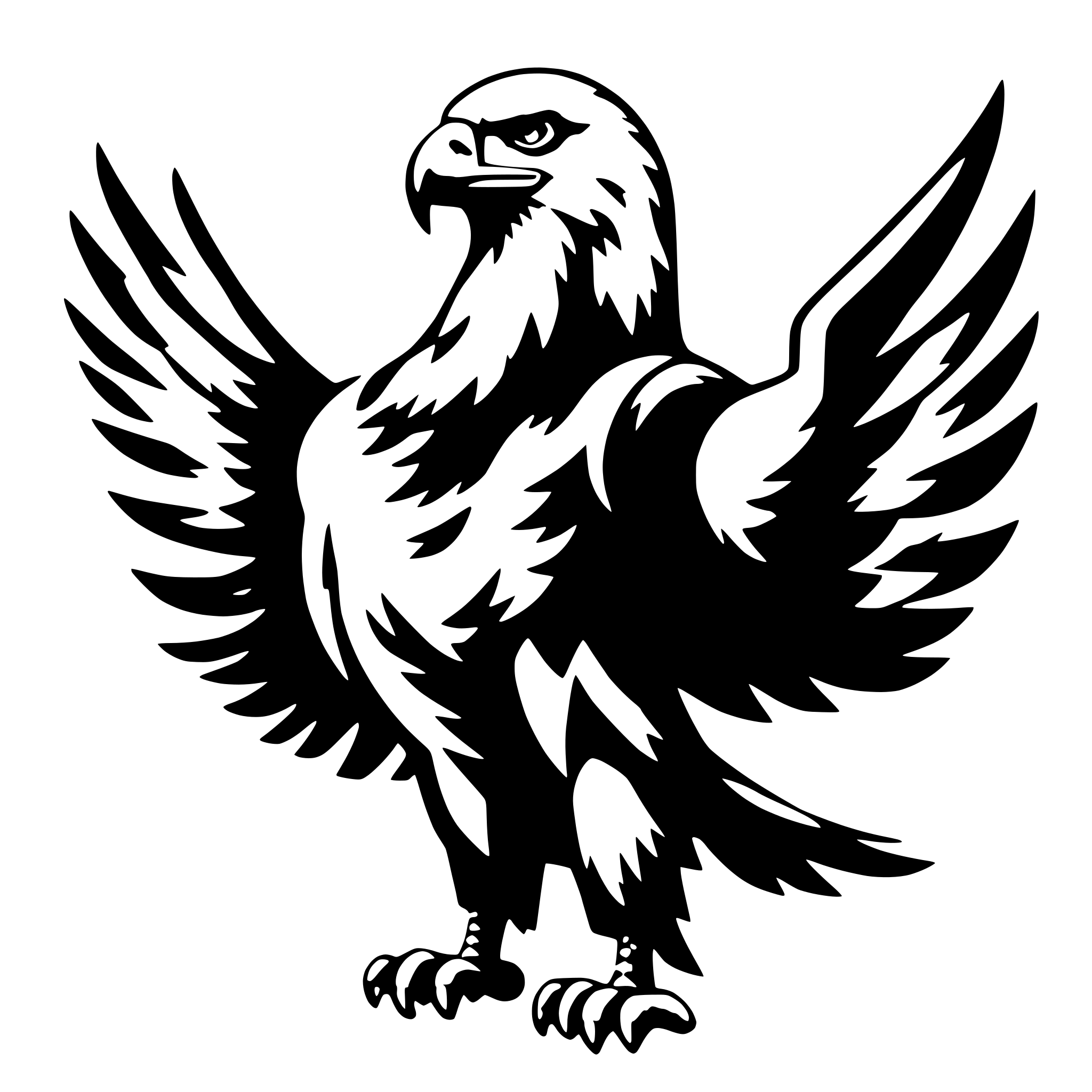 AI-generated SVG of 'eagle from front looking right with wings spread'