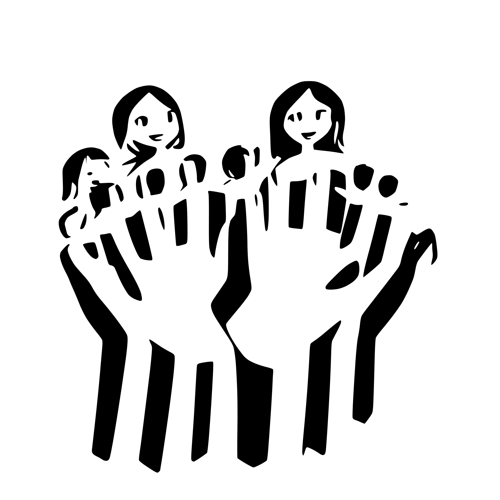 AI-generated SVG of 'educator with  8 children holding hands'
