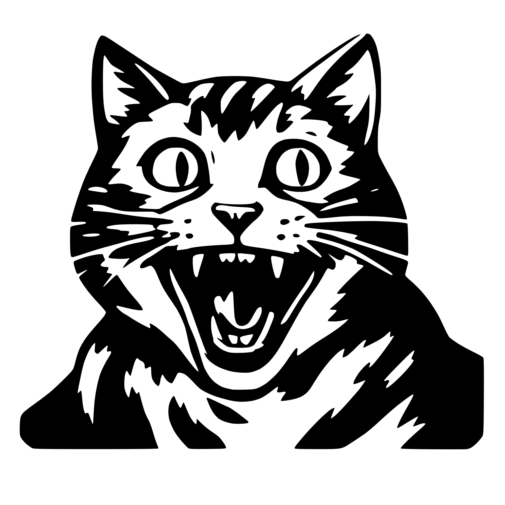 AI-generated SVG of a Cat mouth open in horror style
