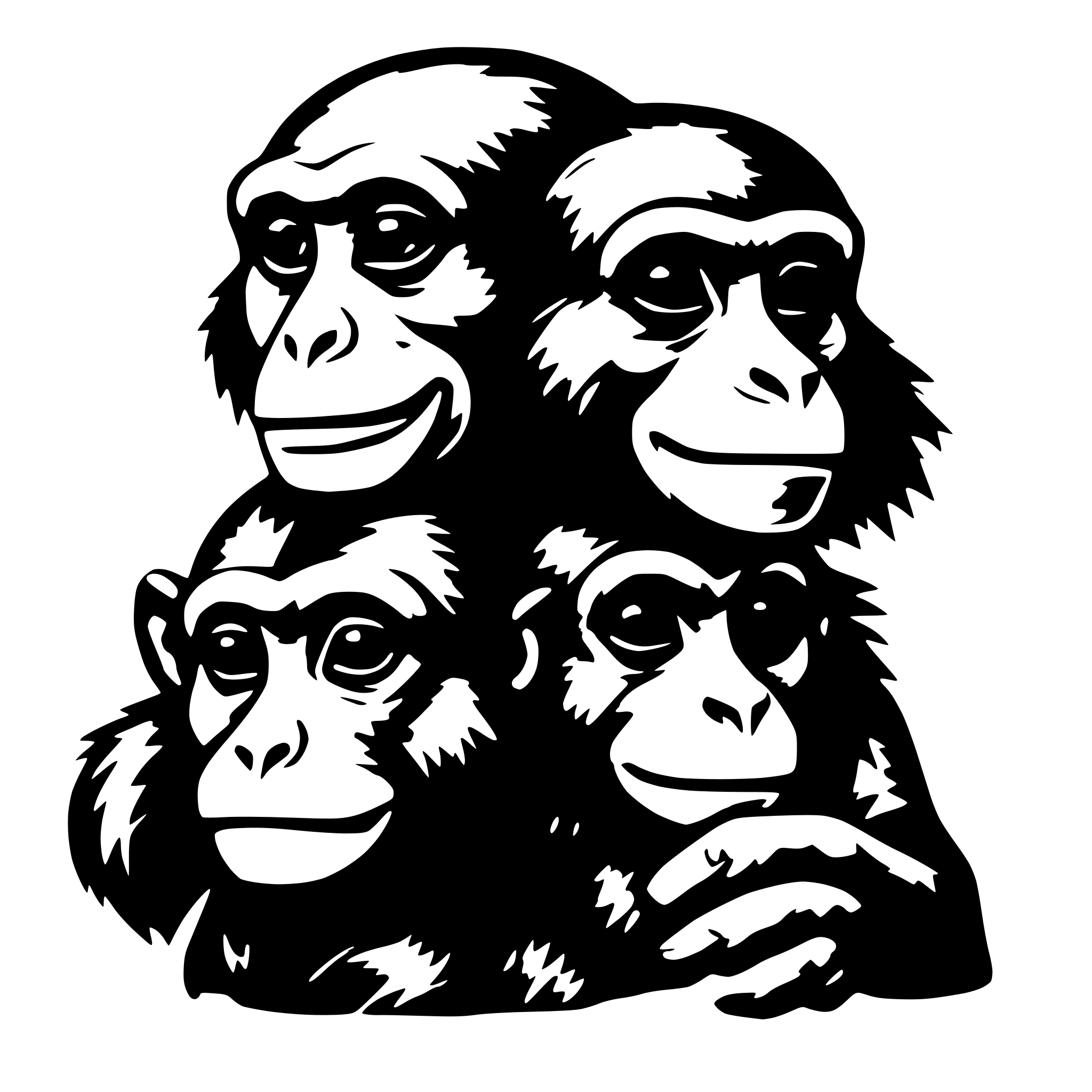 AI-generated SVG of a One monkey with three heads