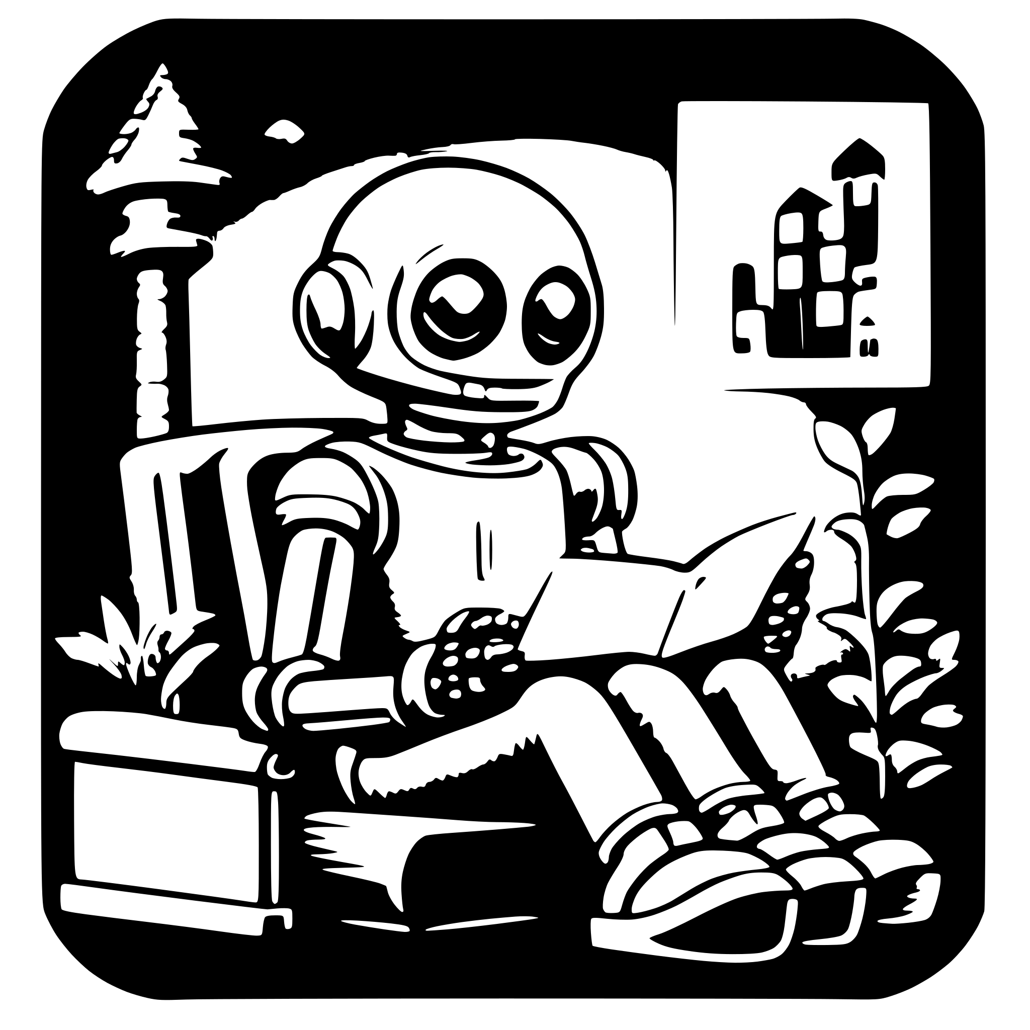 AI-generated SVG of a friendly robot reading a book